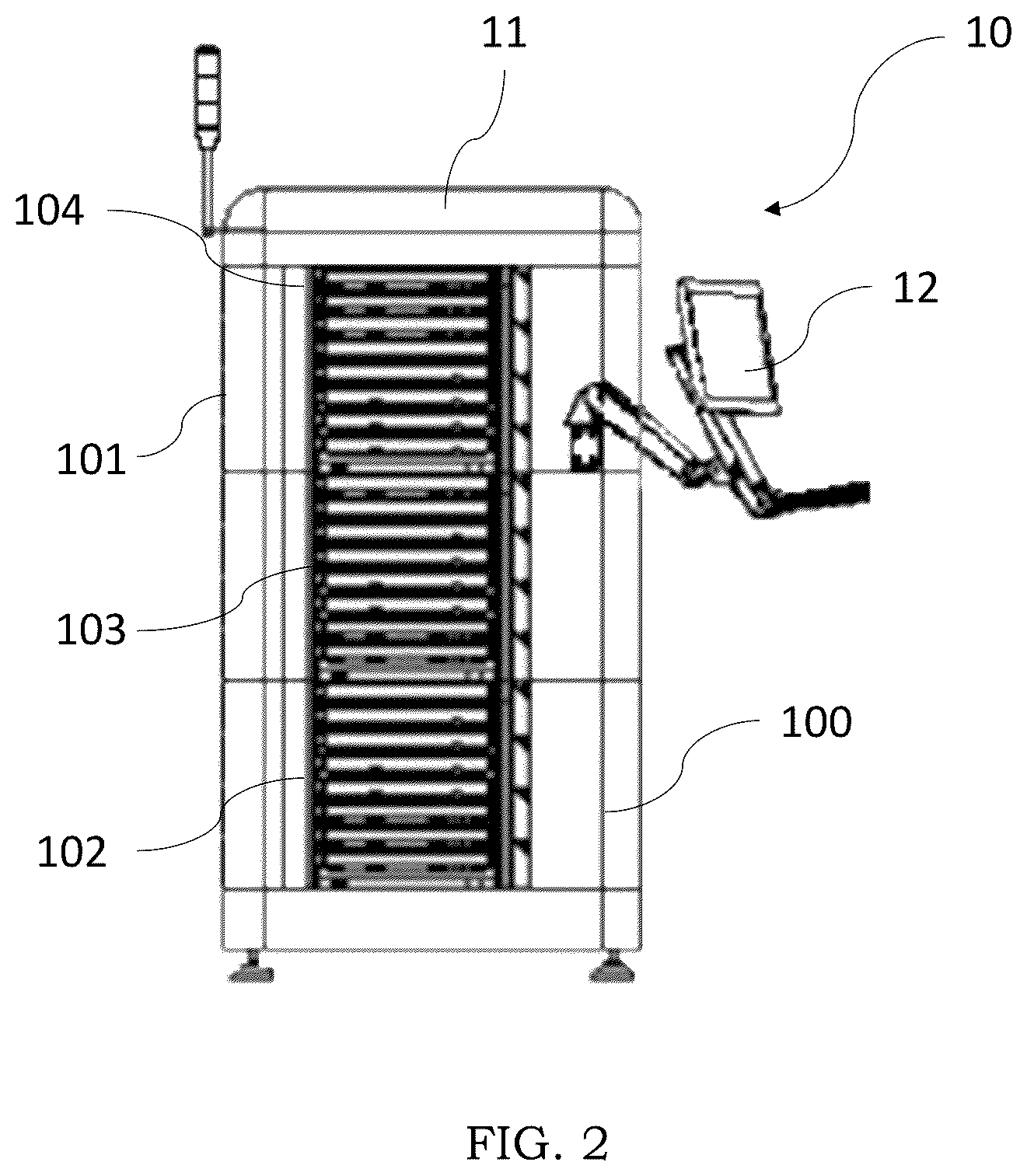 Patent US12504464 Figure 2 – Burn-in station for performing burn-in testing of electronic devices