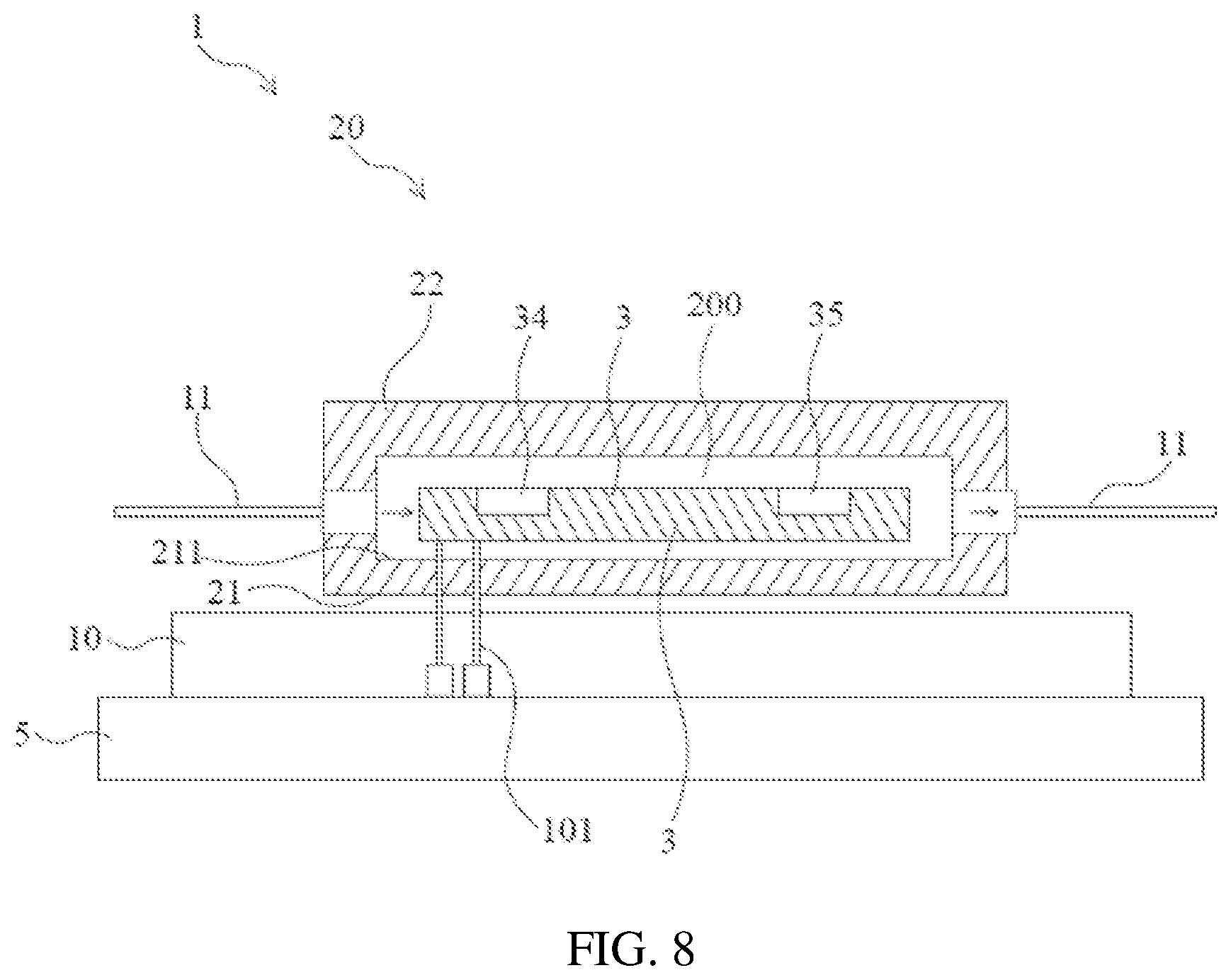 Patent US12504465 Figure 5 – Test device for optoelectronic integrated circuit