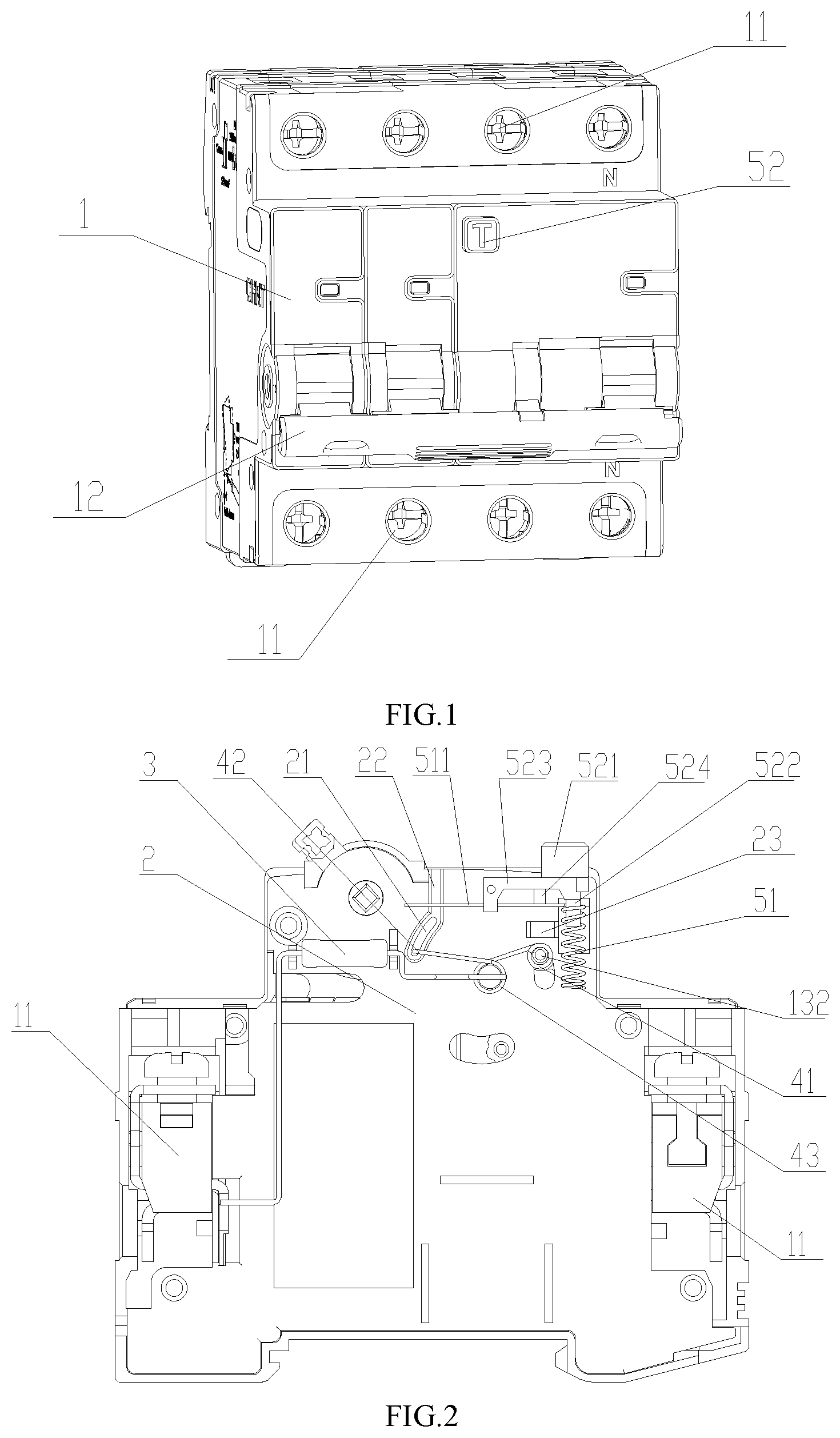 Patent US12504474 Figure 1 – Test button loop device and circuit breaker