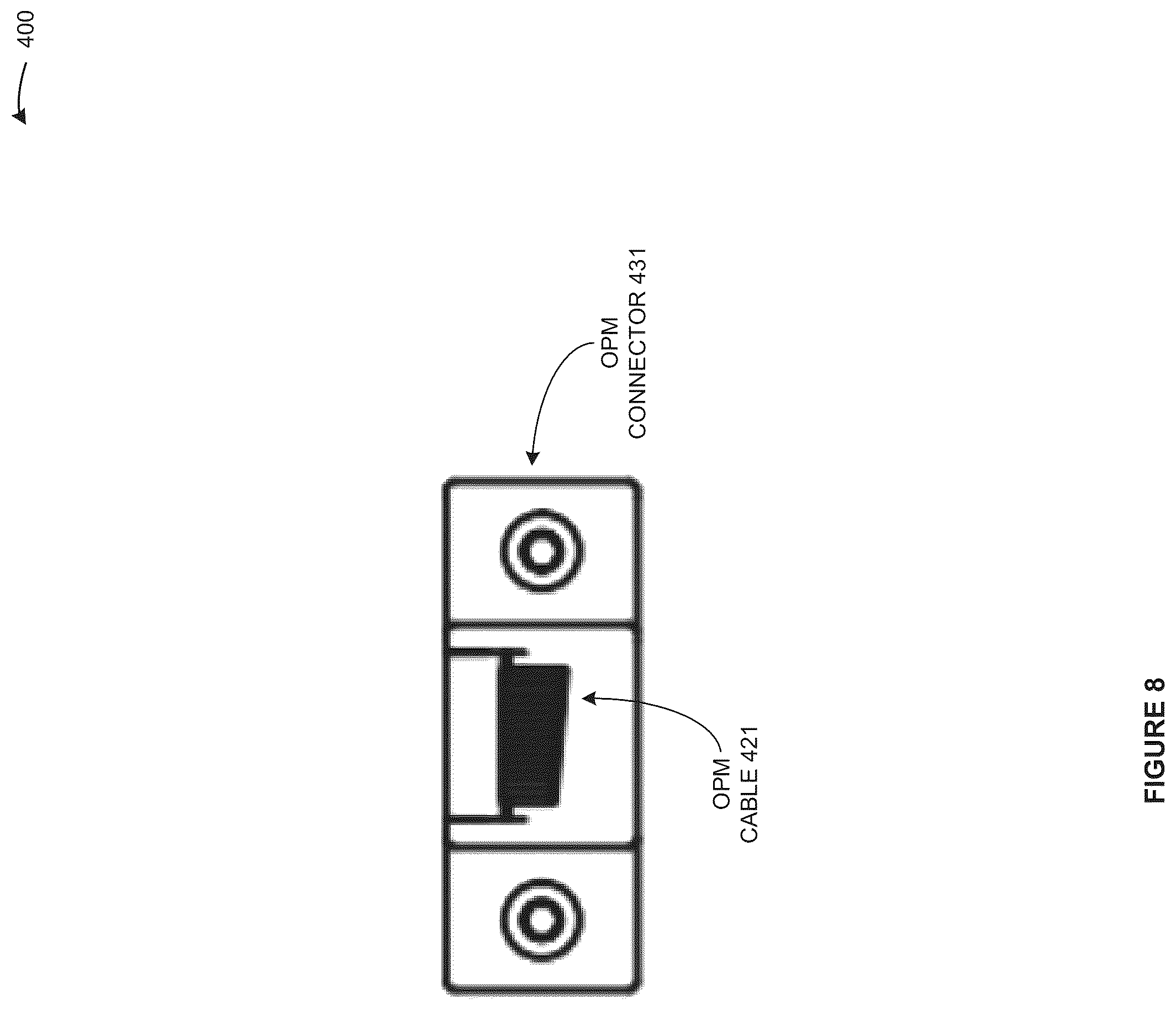 Patent US12504486 Figure 8 – Optically-pumped magnetometer (OPM) with an OPM connector that mitigates electrostatic discharge (ESD) and stores OPM operational data