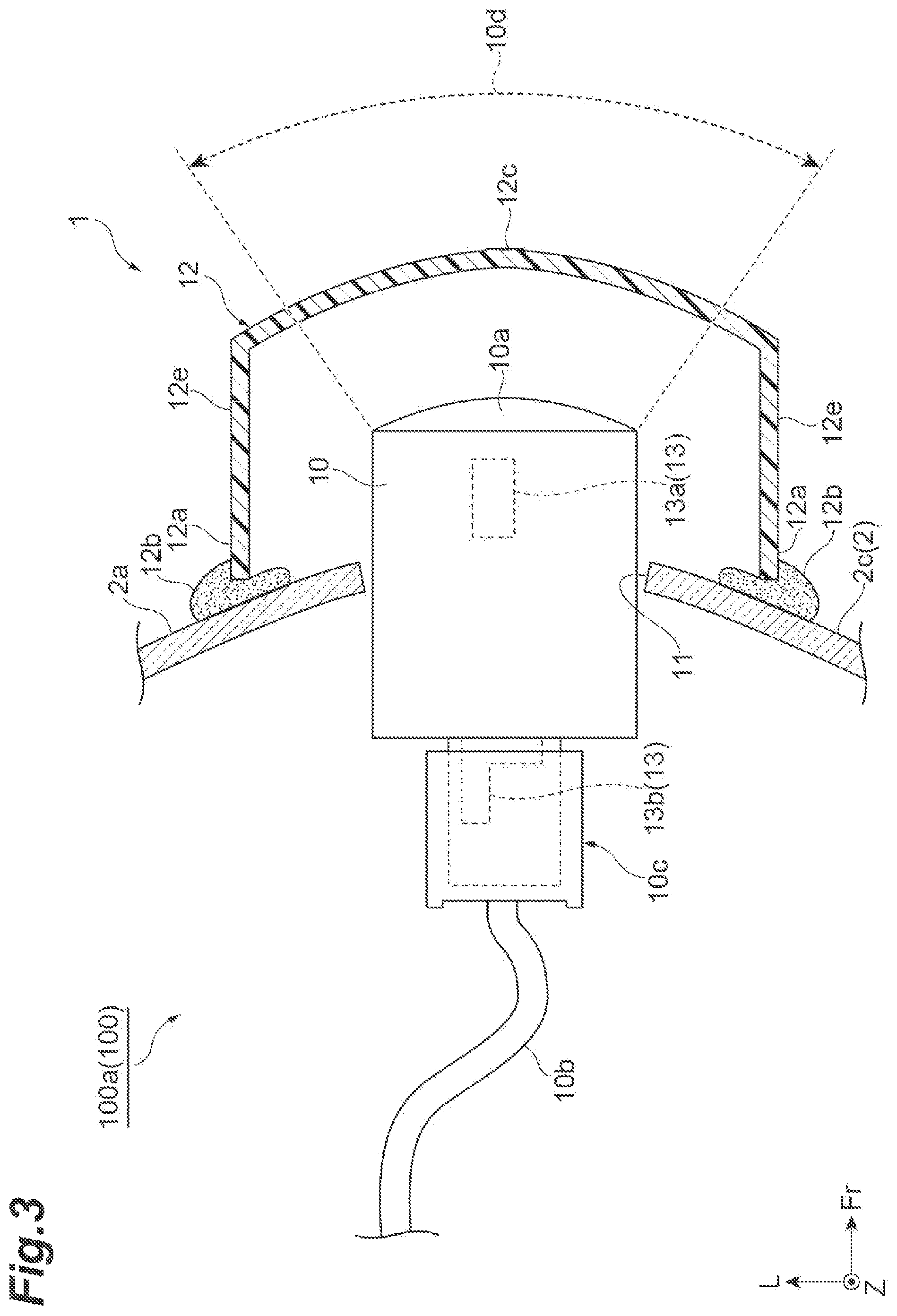 Patent US12504516 Figure 3 – Laser radar mounting structure
