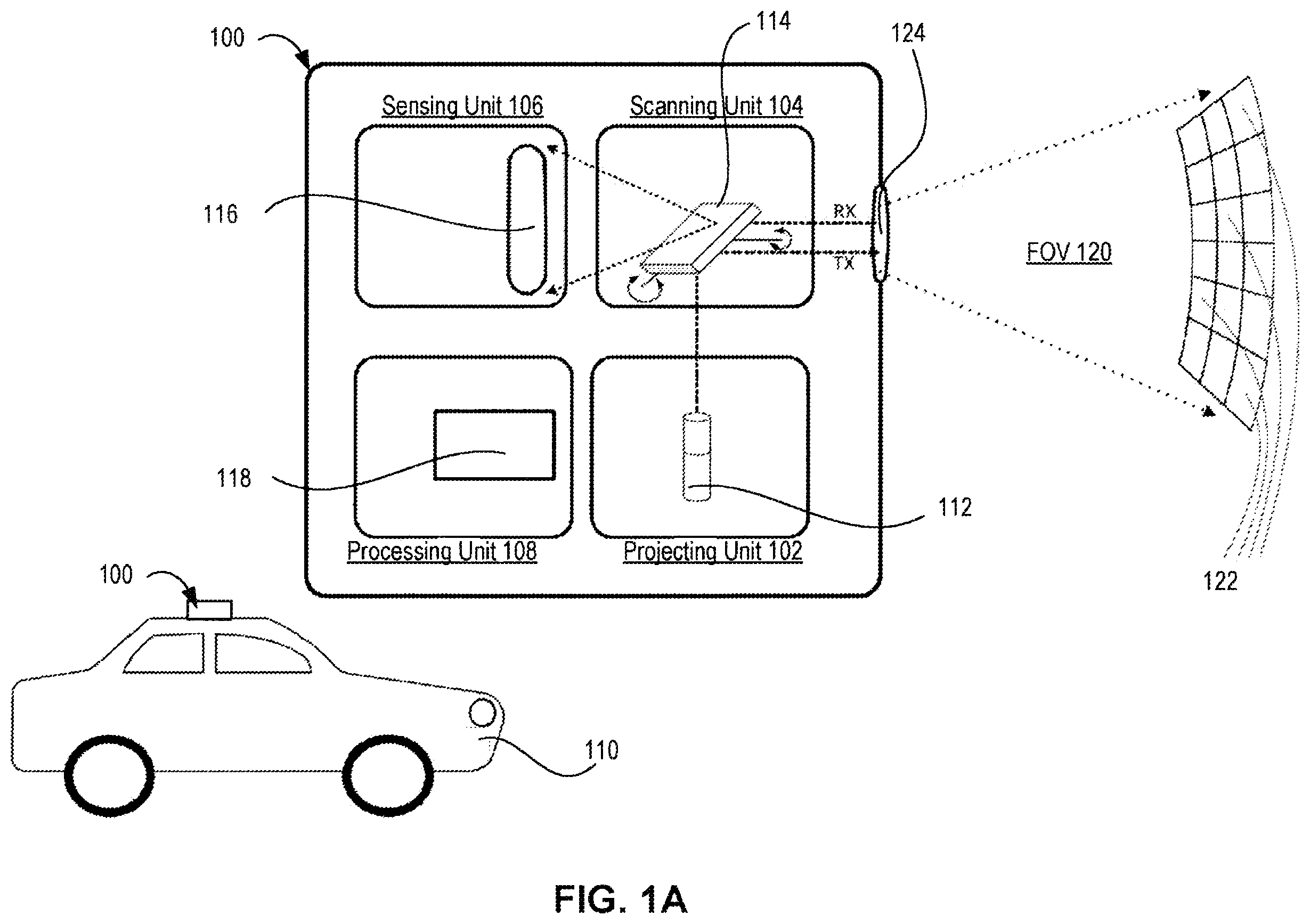 Patent US12504539 Figure 1 – Efficient optical transmission in LIDAR systems