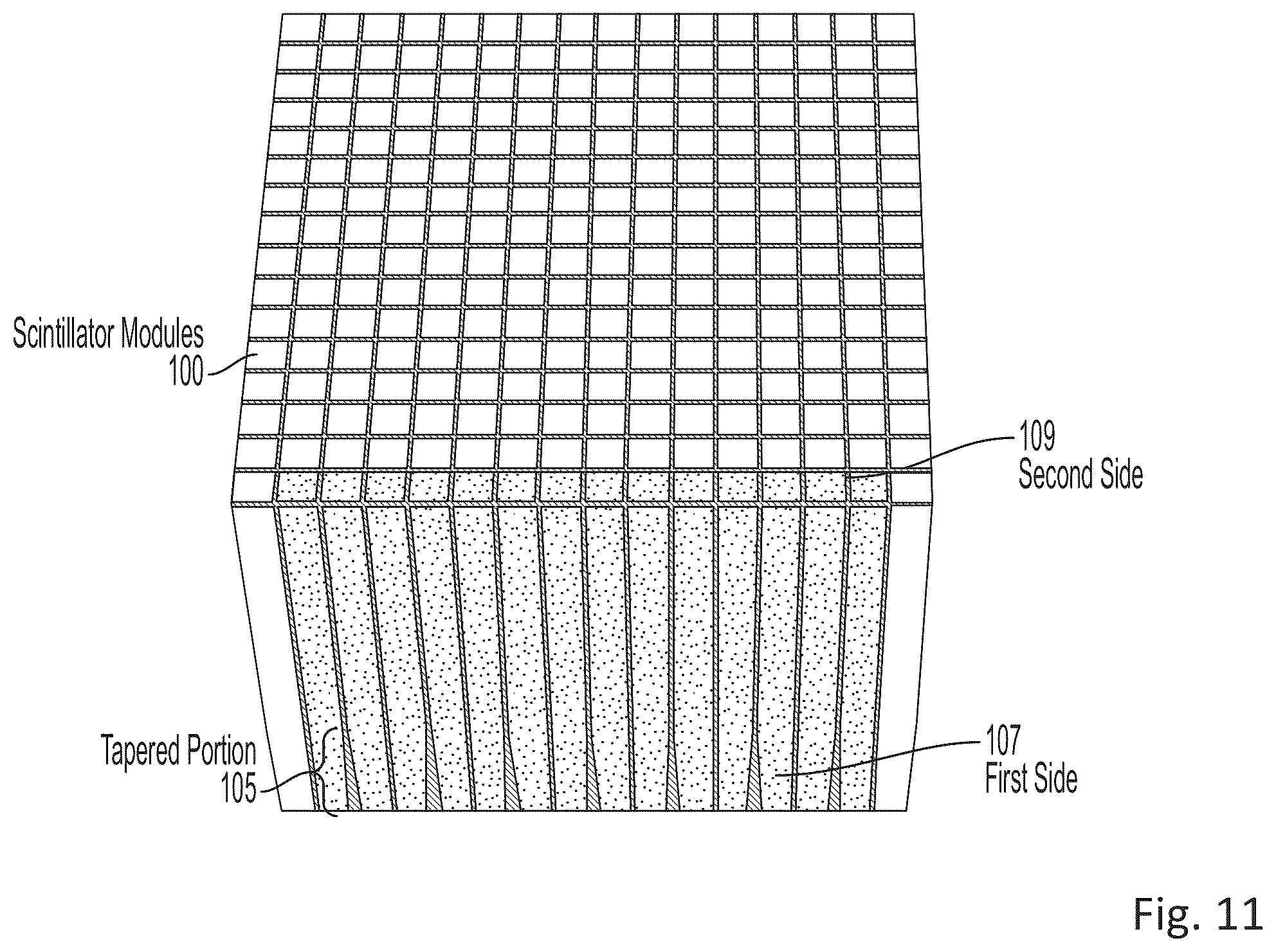 Patent US12504550 Figure 11 – Tapered scintillator crystal modules and methods of using the same