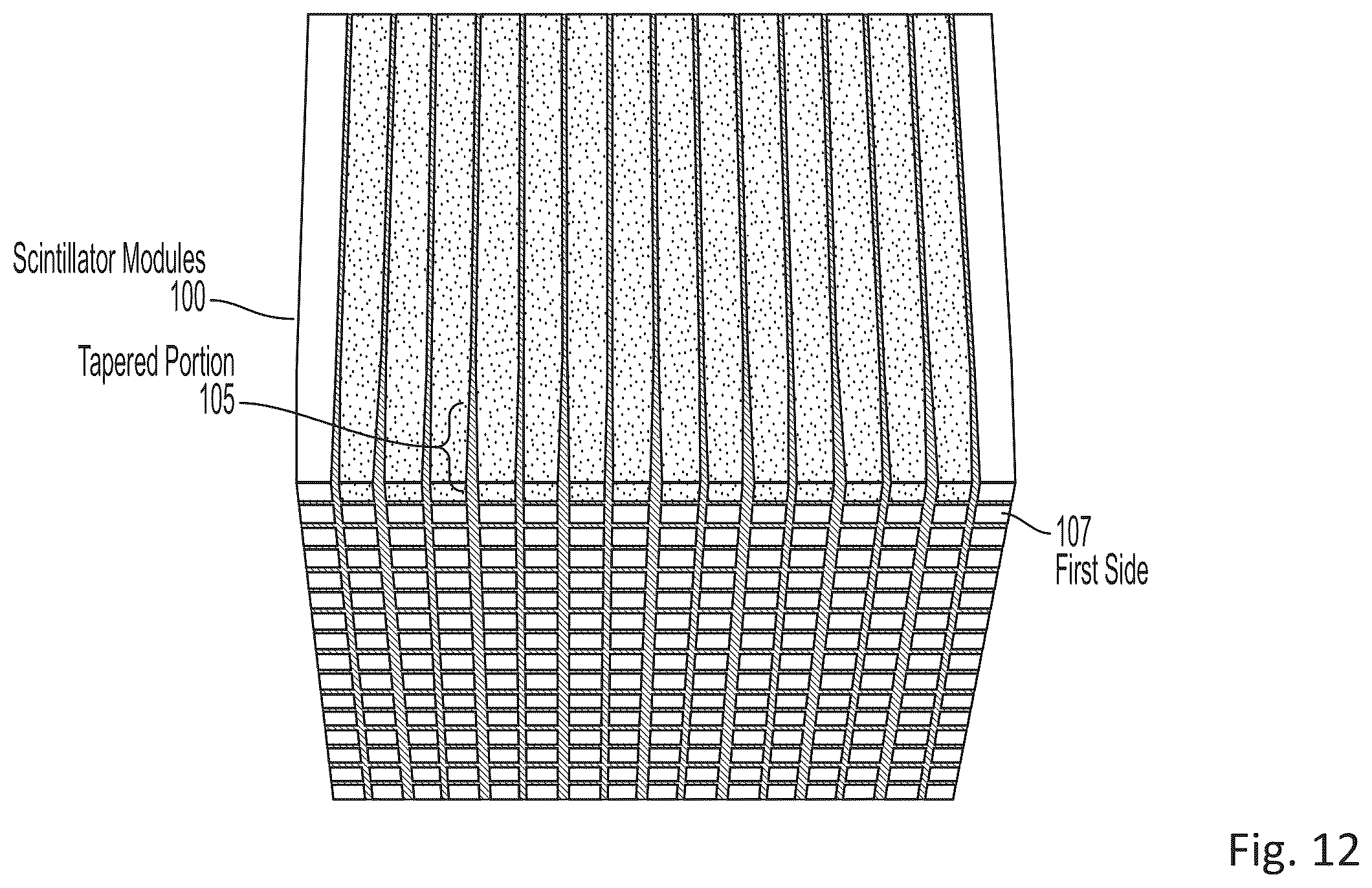 Patent US12504550 Figure 12 – Tapered scintillator crystal modules and methods of using the same
