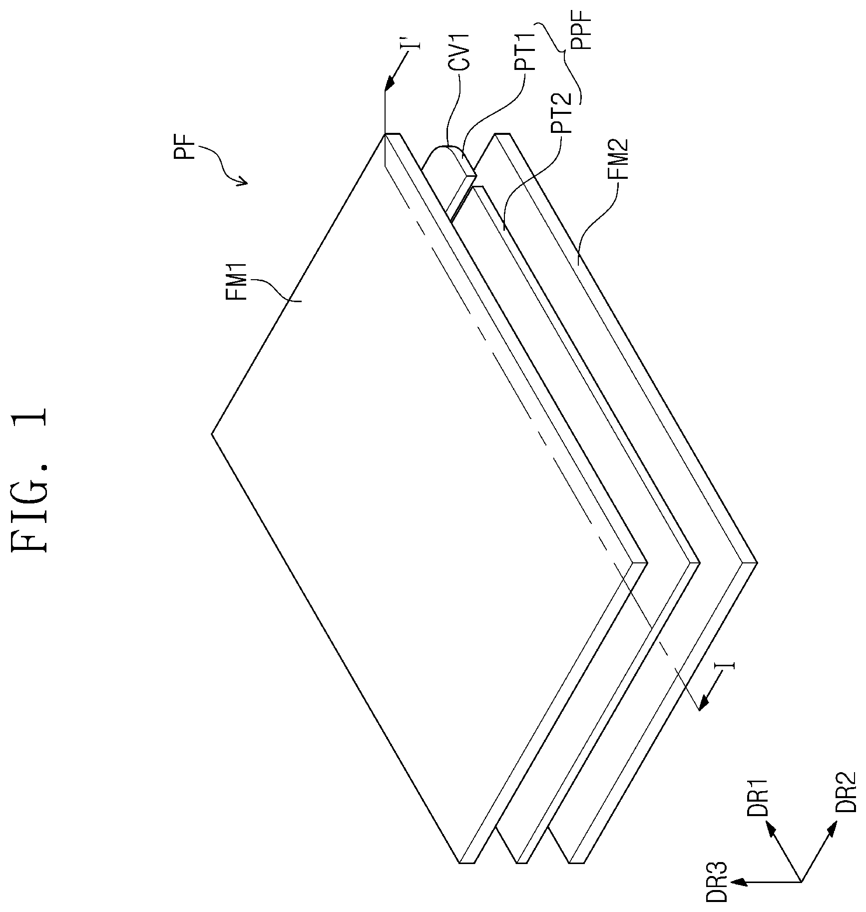 Patent US12504559 — Protective film, manufacturing method thereof, and method of manufacturing display device using the same — Figure 1