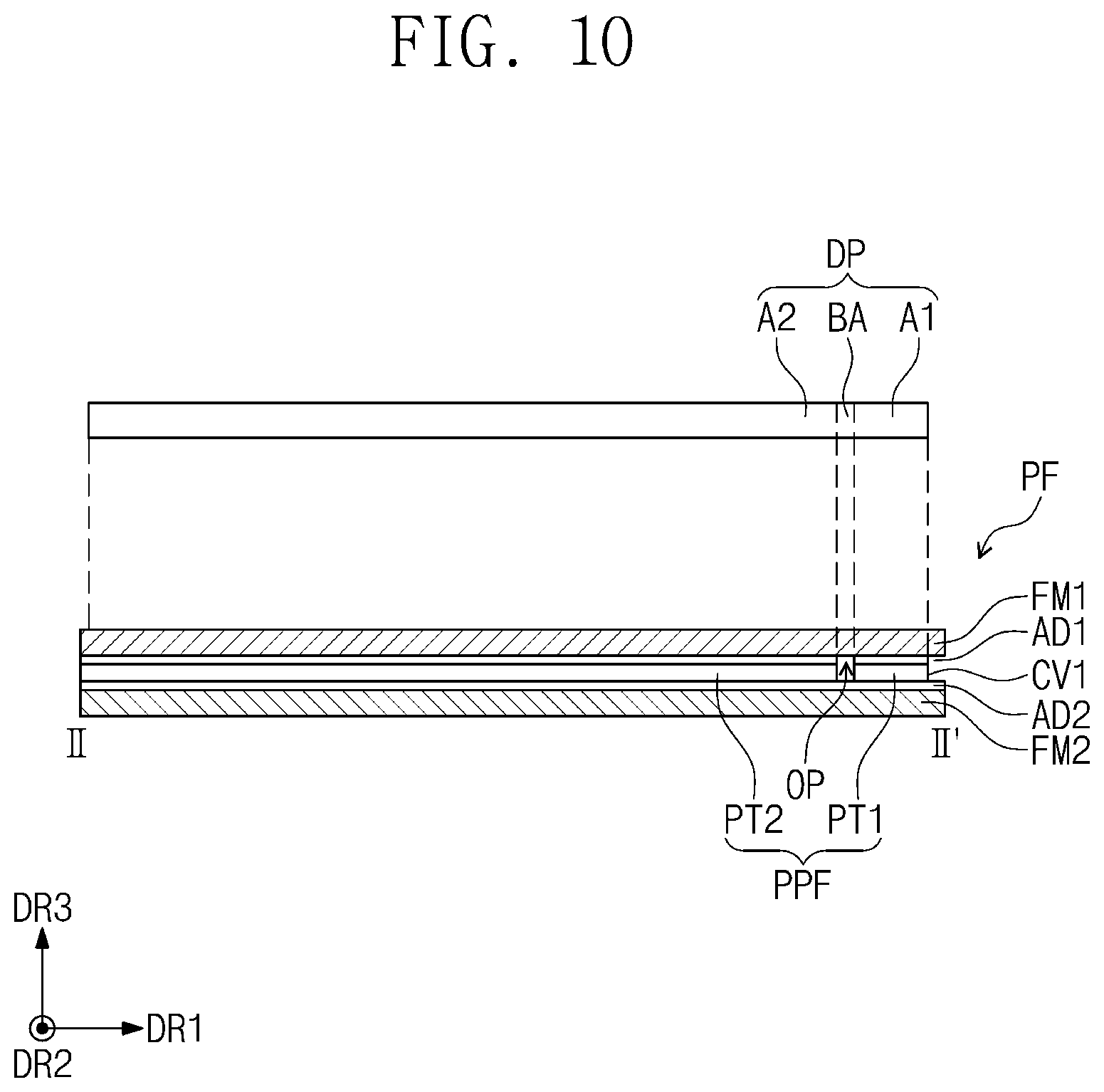 Patent US12504559 Figure 8 – Protective film, manufacturing method thereof, and method of manufacturing display device using the same