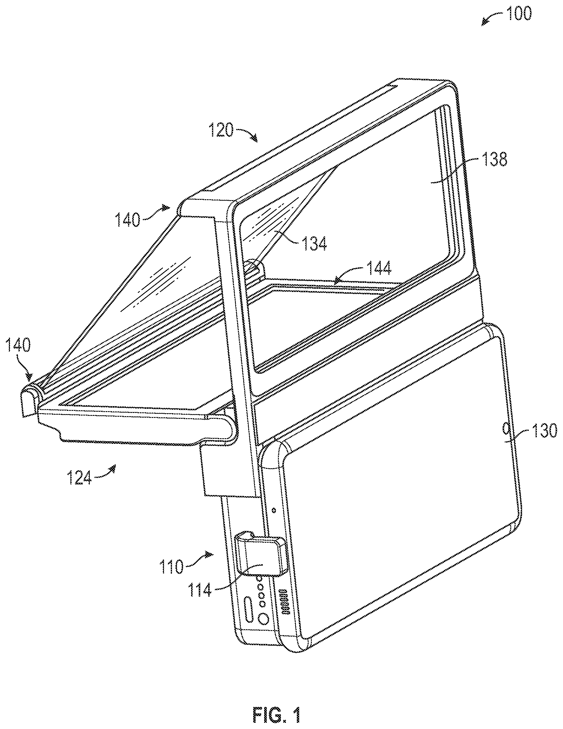 Patent US12504573 — External power bank and collapsible holographic projection accessory for portable electronic device — Figure 1