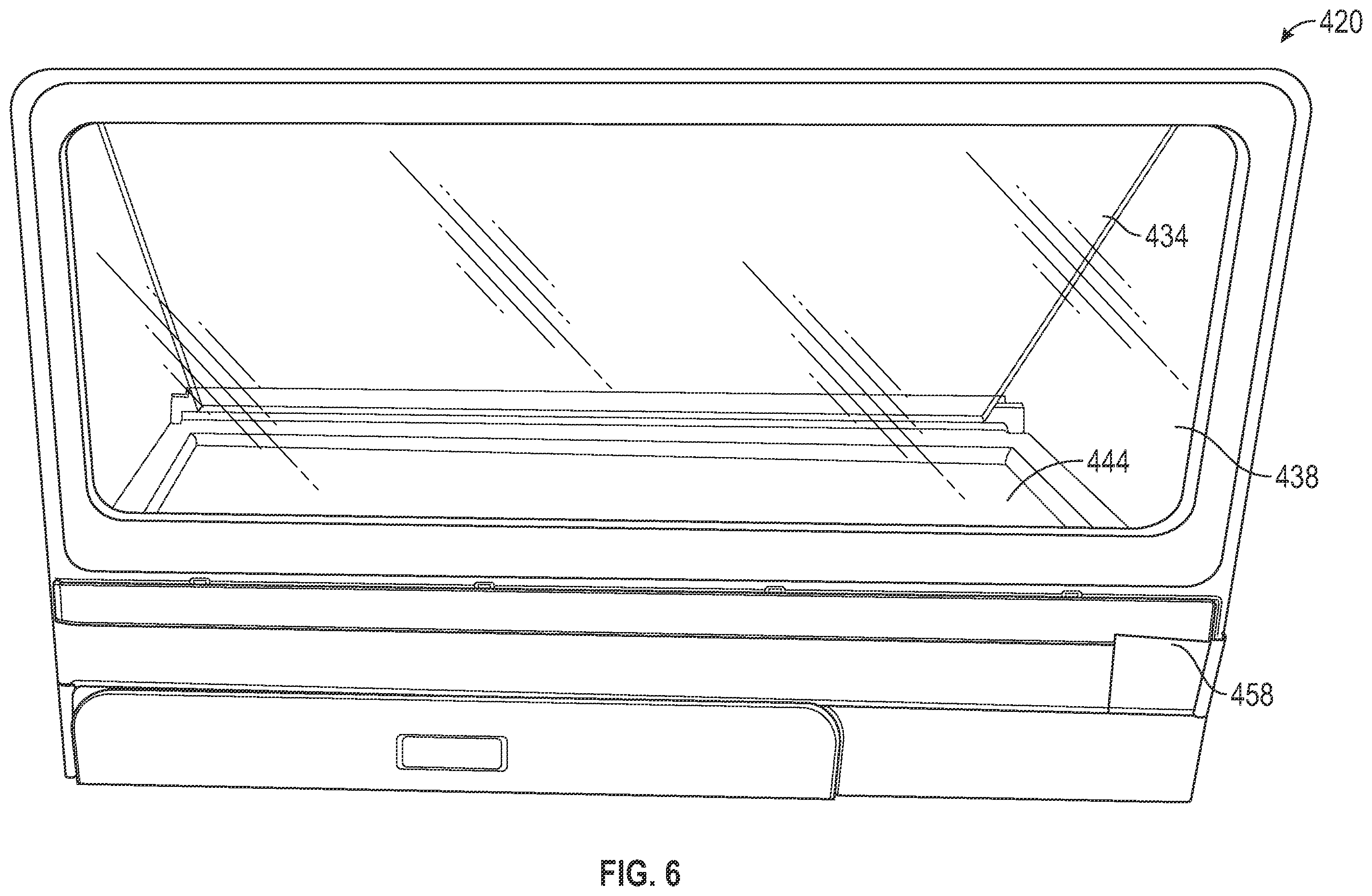 Patent US12504573 Figure 6 – External power bank and collapsible holographic projection accessory for portable electronic device