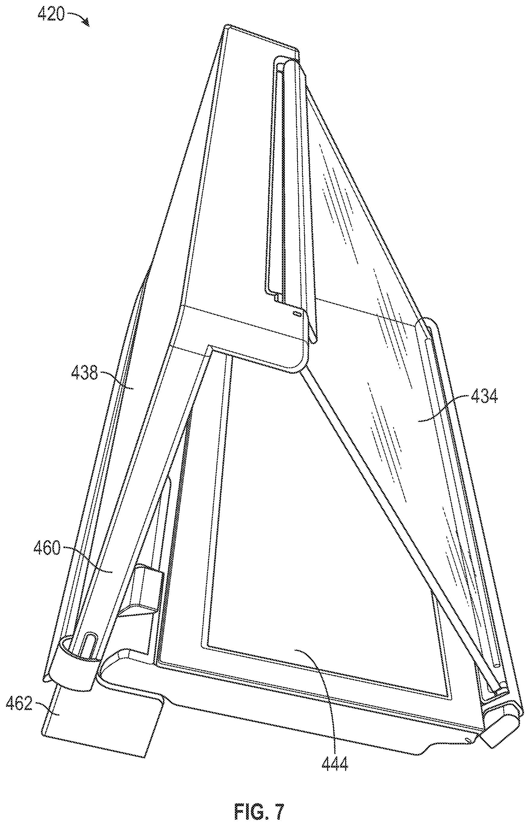 Patent US12504573 Figure 7 – External power bank and collapsible holographic projection accessory for portable electronic device