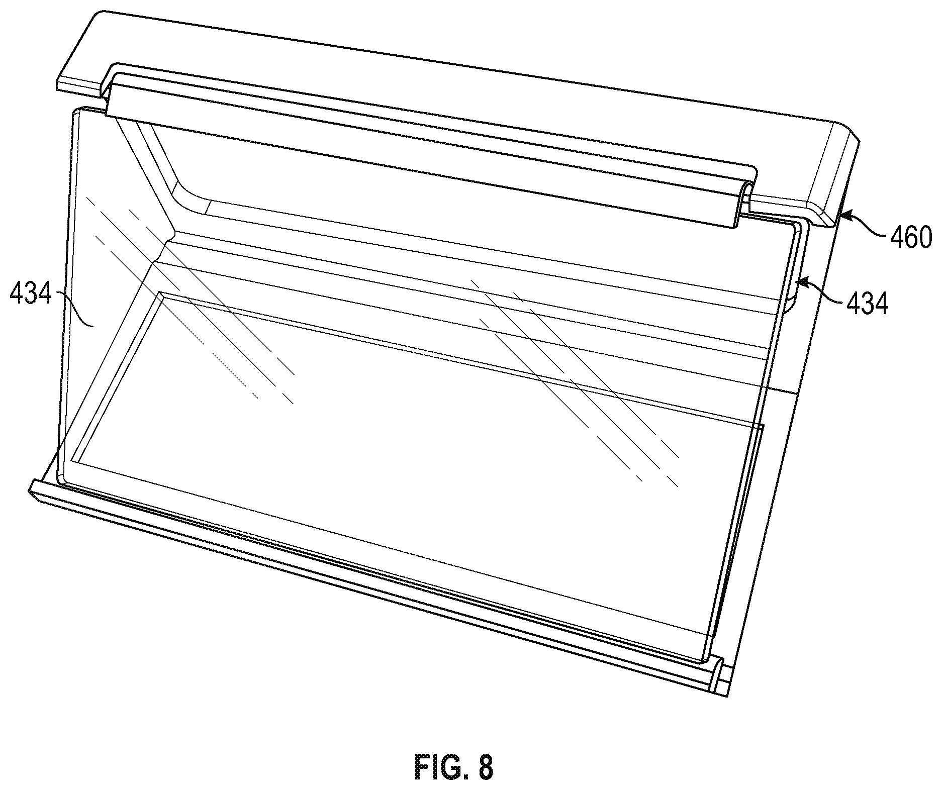 Patent US12504573 Figure 8 – External power bank and collapsible holographic projection accessory for portable electronic device