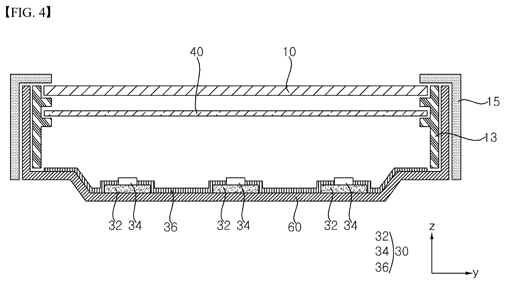 Patent US12504576 Figure 4 – Display device including light-absorbing layer with phosphor for light conversion