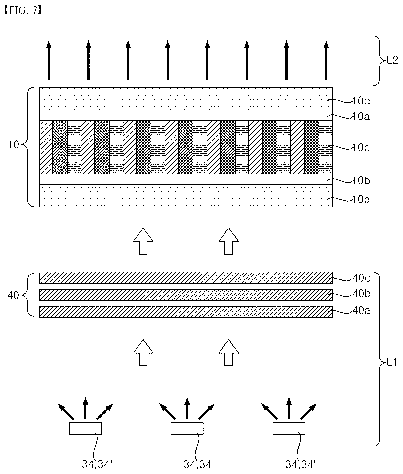 Patent US12504576 Figure 7 – Display device including light-absorbing layer with phosphor for light conversion