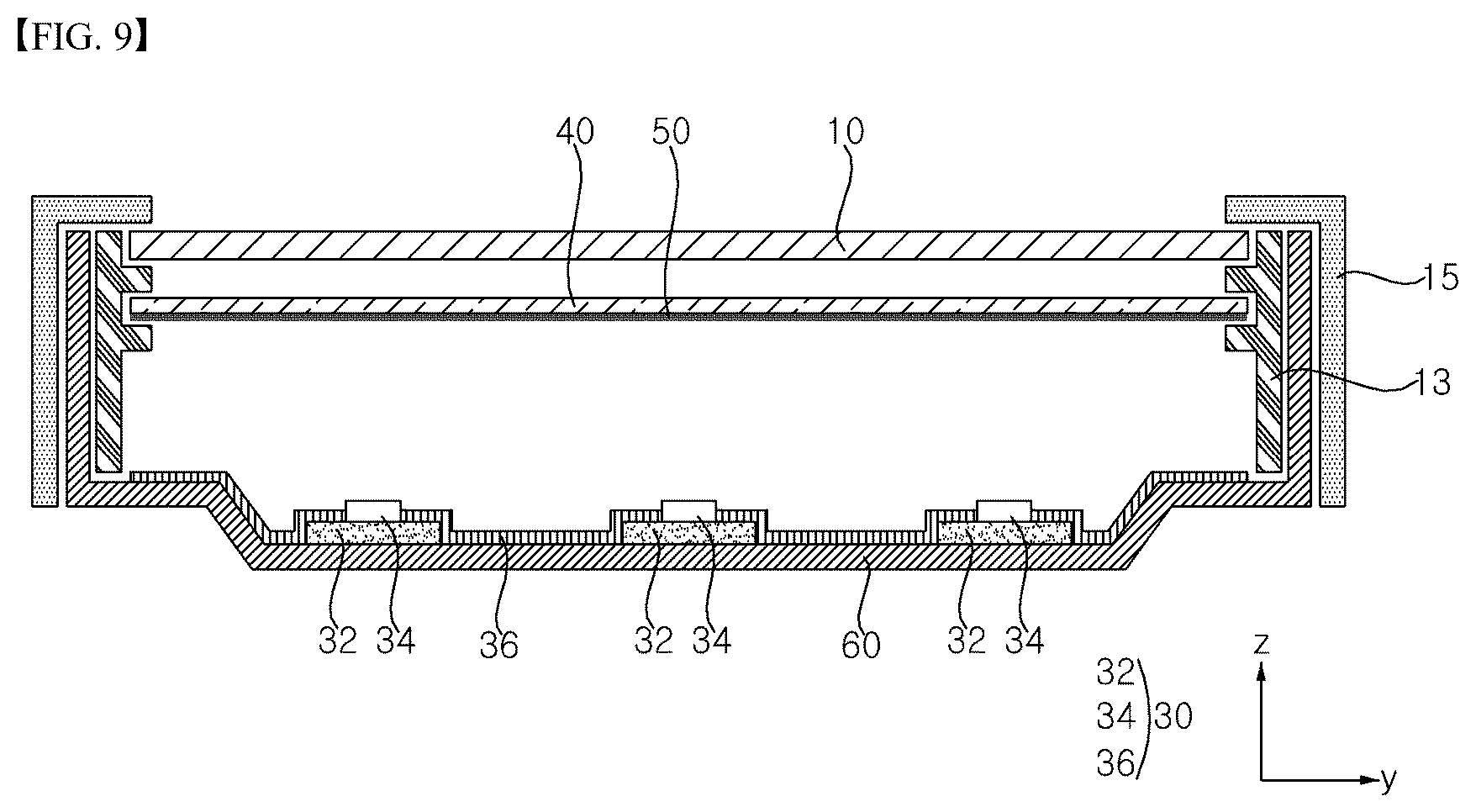 Patent US12504576 Figure 9 – Display device including light-absorbing layer with phosphor for light conversion