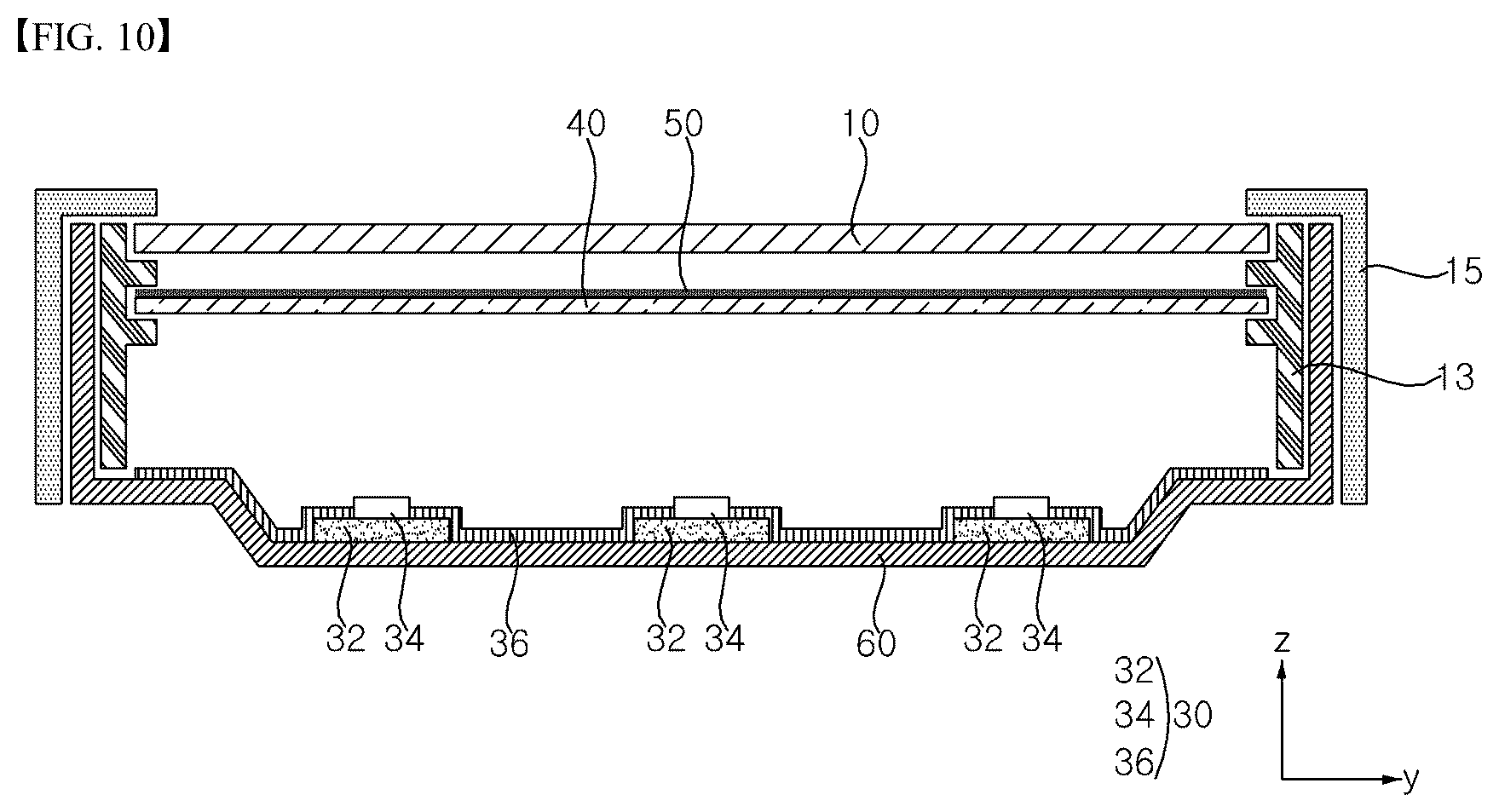 Patent US12504576 Figure 10 – Display device including light-absorbing layer with phosphor for light conversion