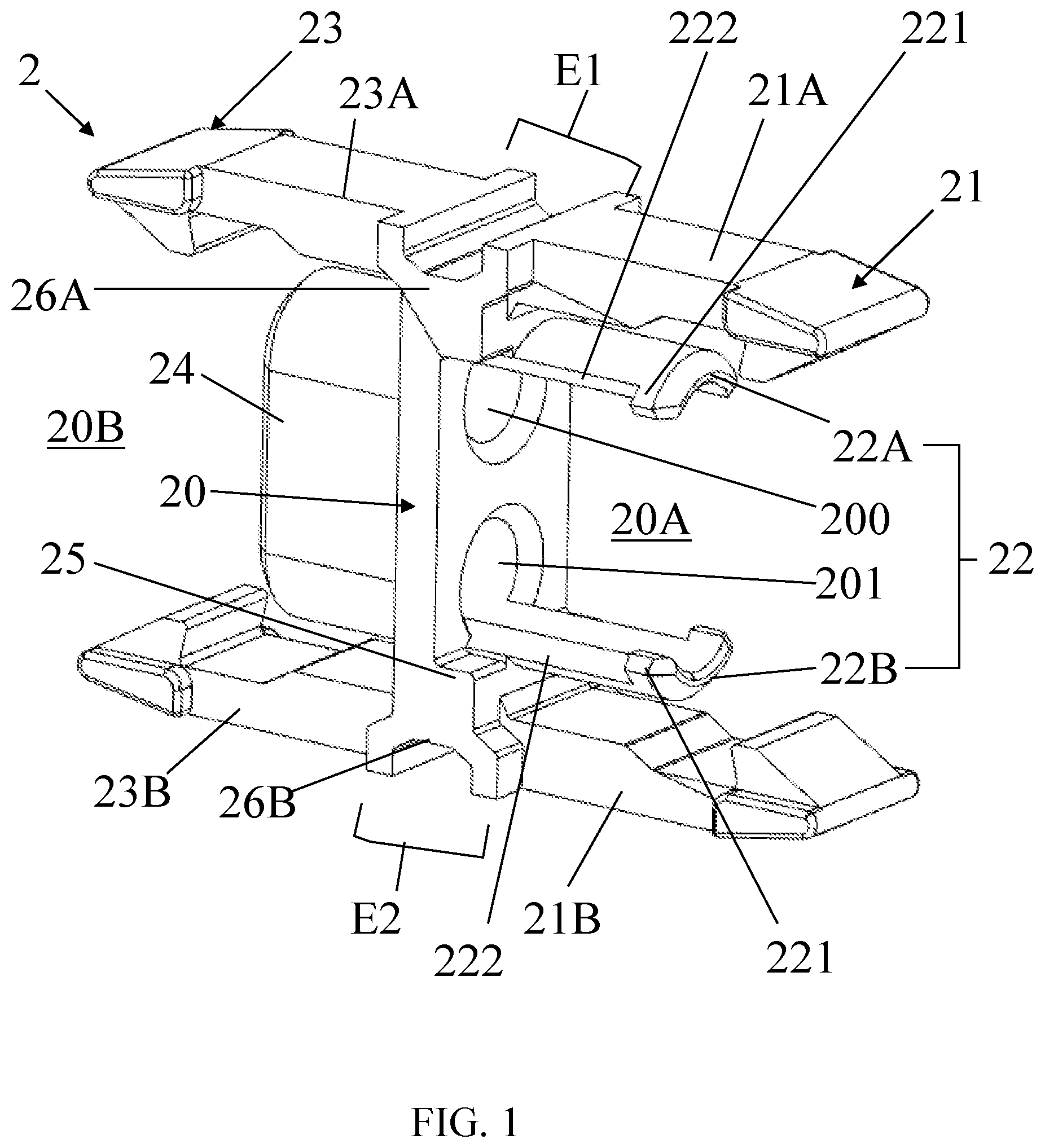 Patent US12504585 Figure 1 – Latch structure and optical receptacle thereof