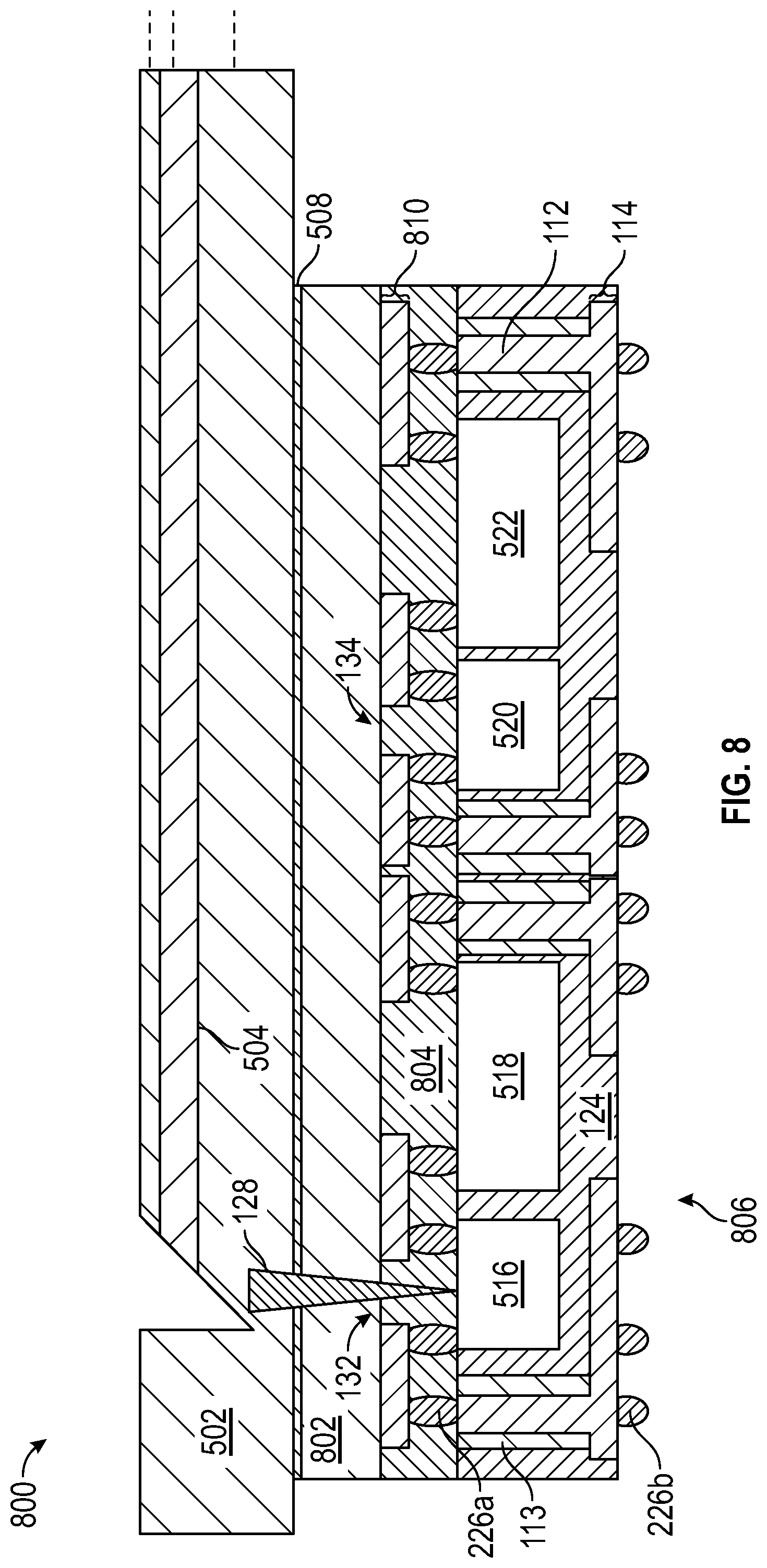 Patent US12504590 Figure 8 – Optical wafer-level package