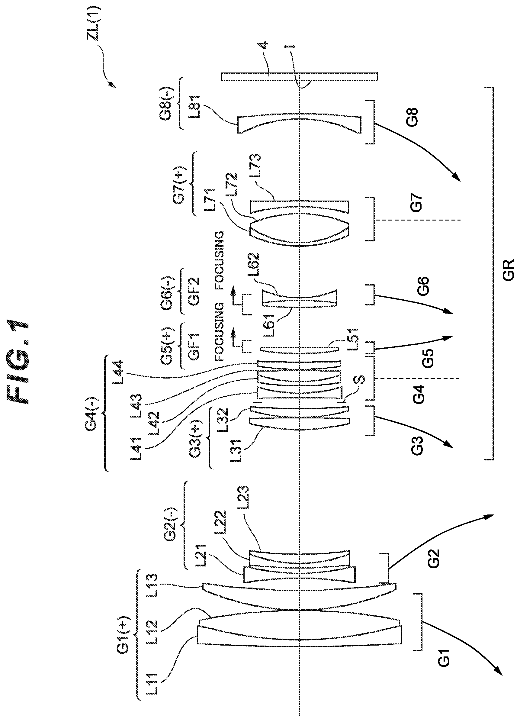 Patent US12504610 Figure 1 – Zoom optical system, optical apparatus and method for manufacturing the zoom optical system