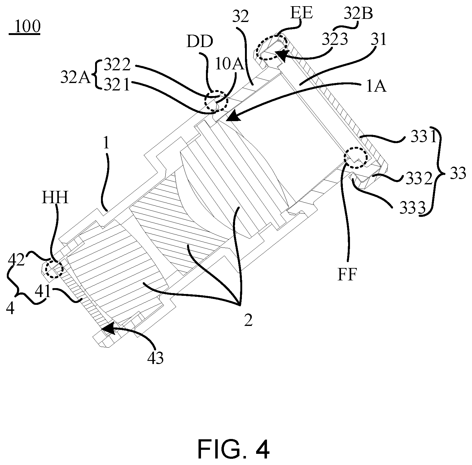 Patent US12504629 Figure 4 – Optical module, electronic device, and glasses