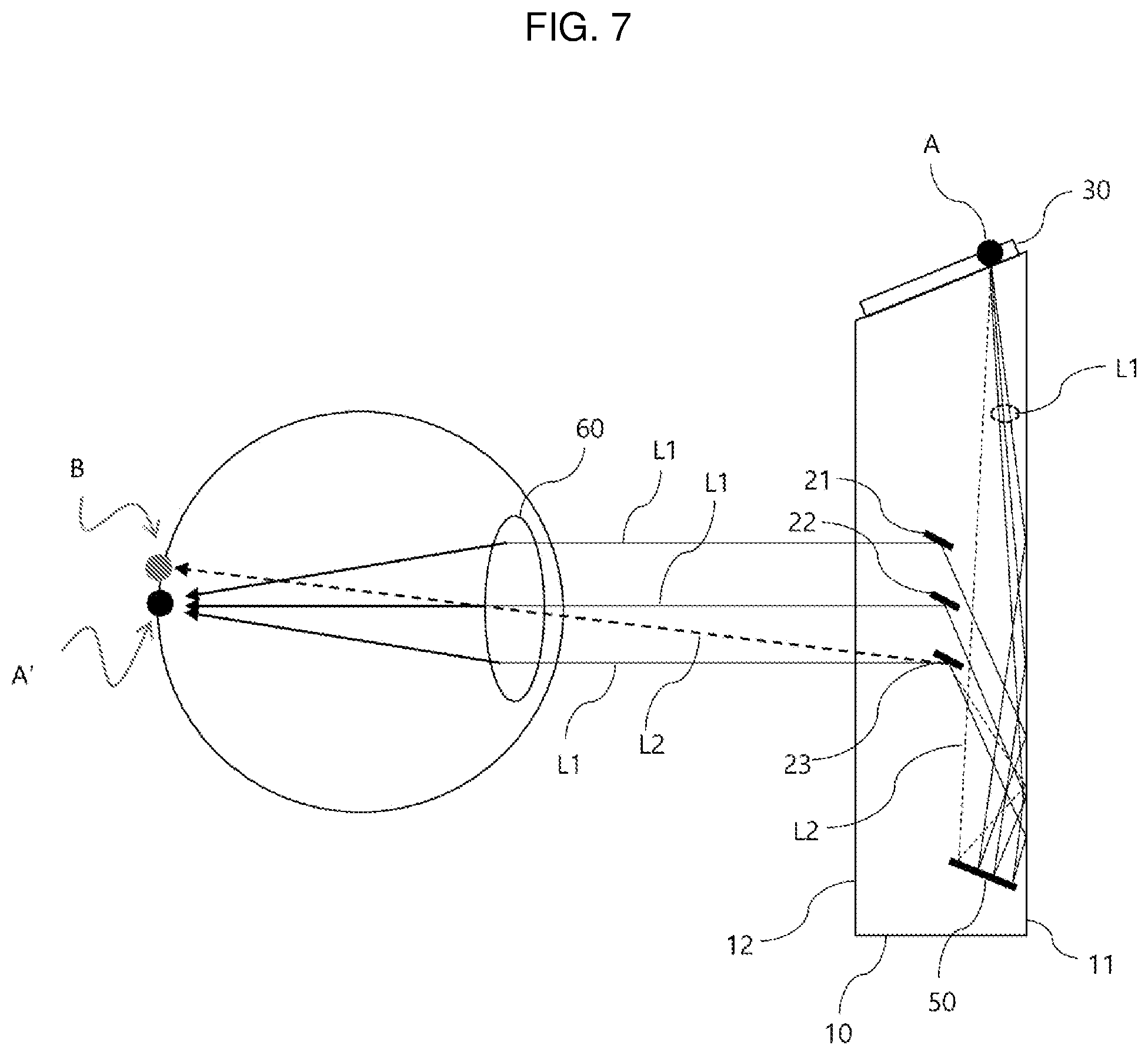 Patent US12504630 Figure 7 – Compact optical device for augmented reality using total internal reflection