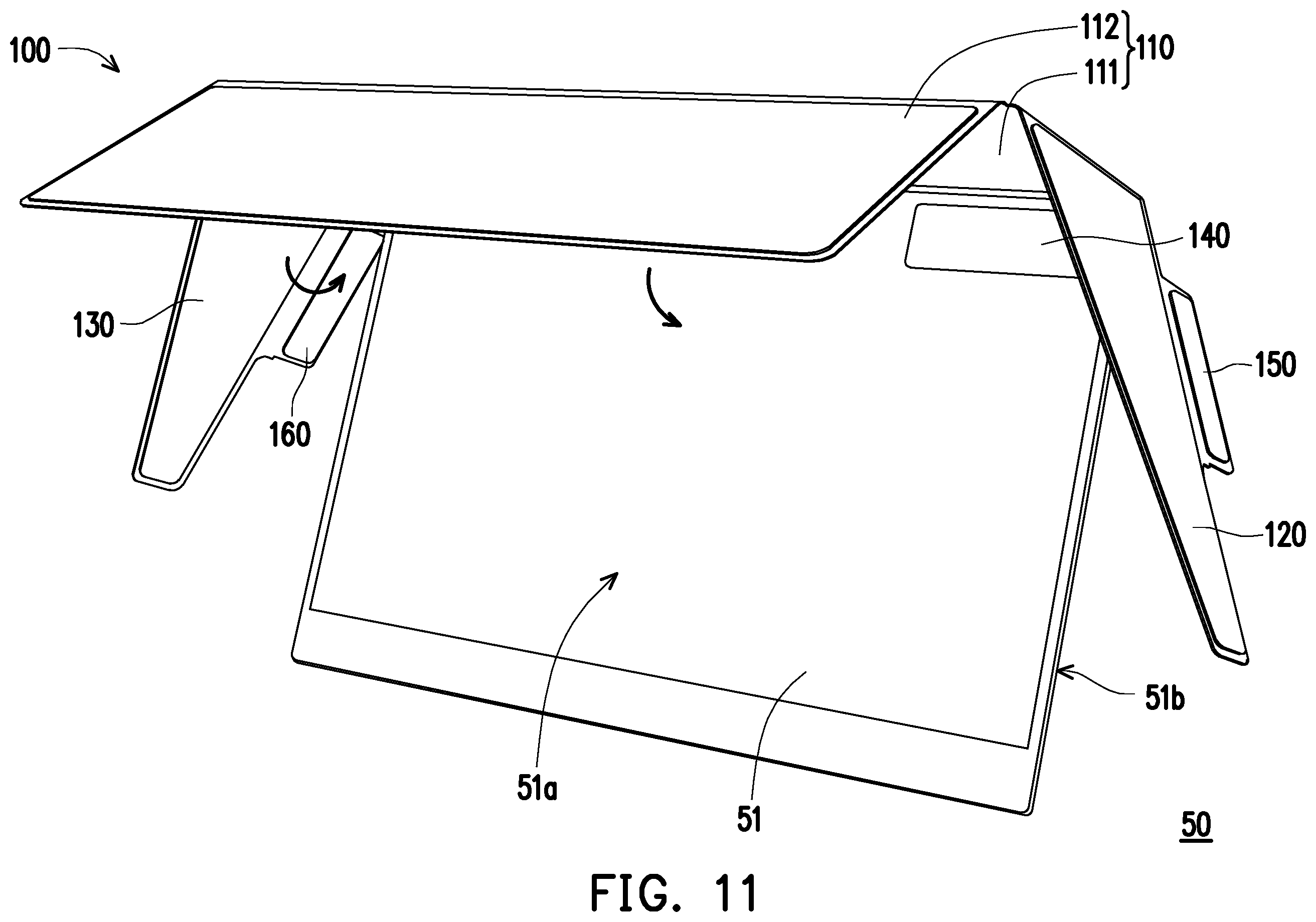 Patent US12504640 Figure 11 – Foldable light-shielding hood and portable electronic device