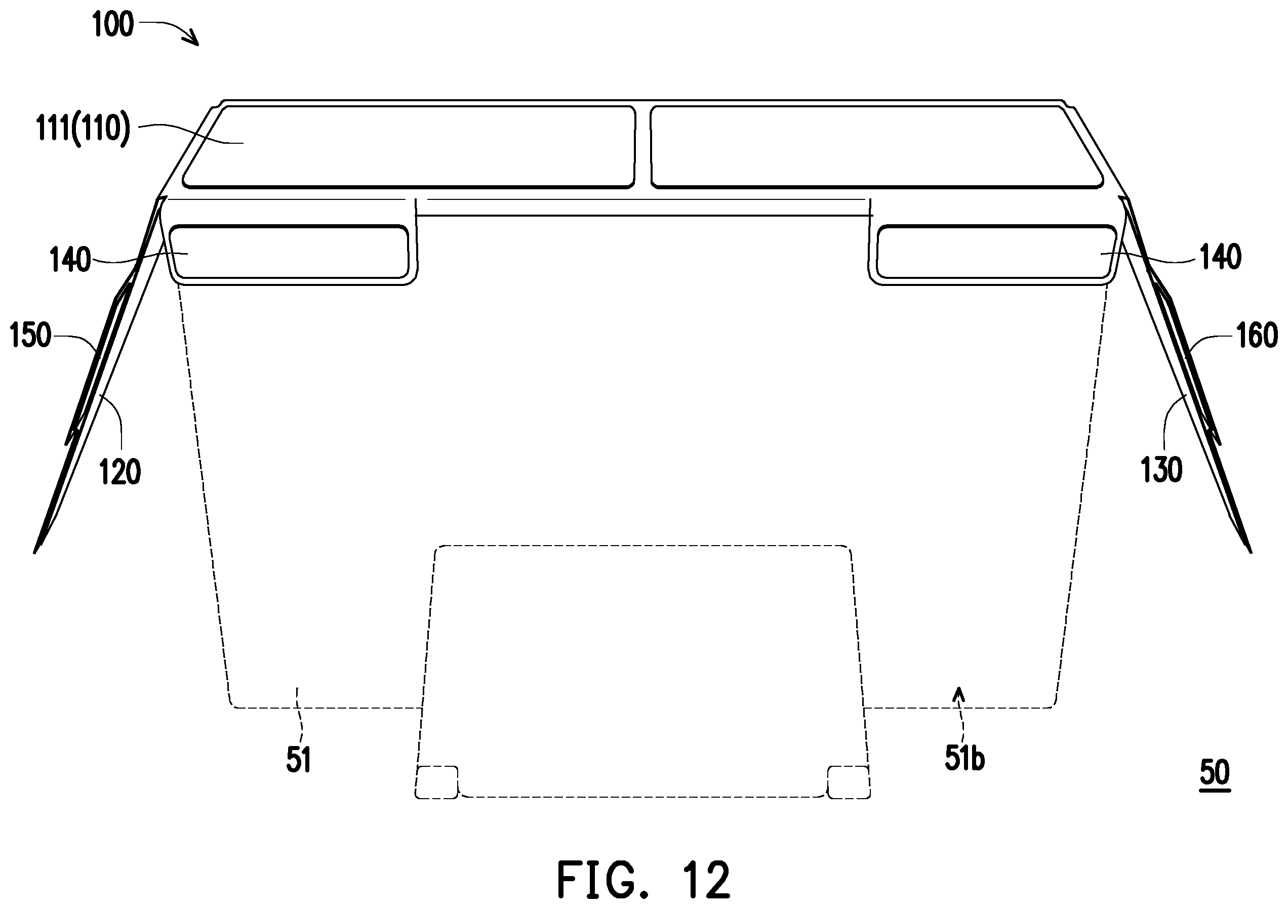 Patent US12504640 Figure 12 – Foldable light-shielding hood and portable electronic device
