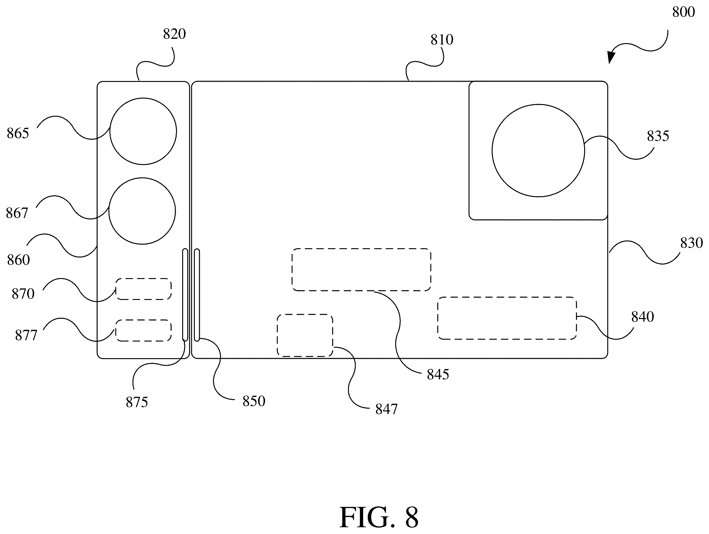 Patent US12504671 Figure 11 – Integrated sensor-optical component accessory for image capture device