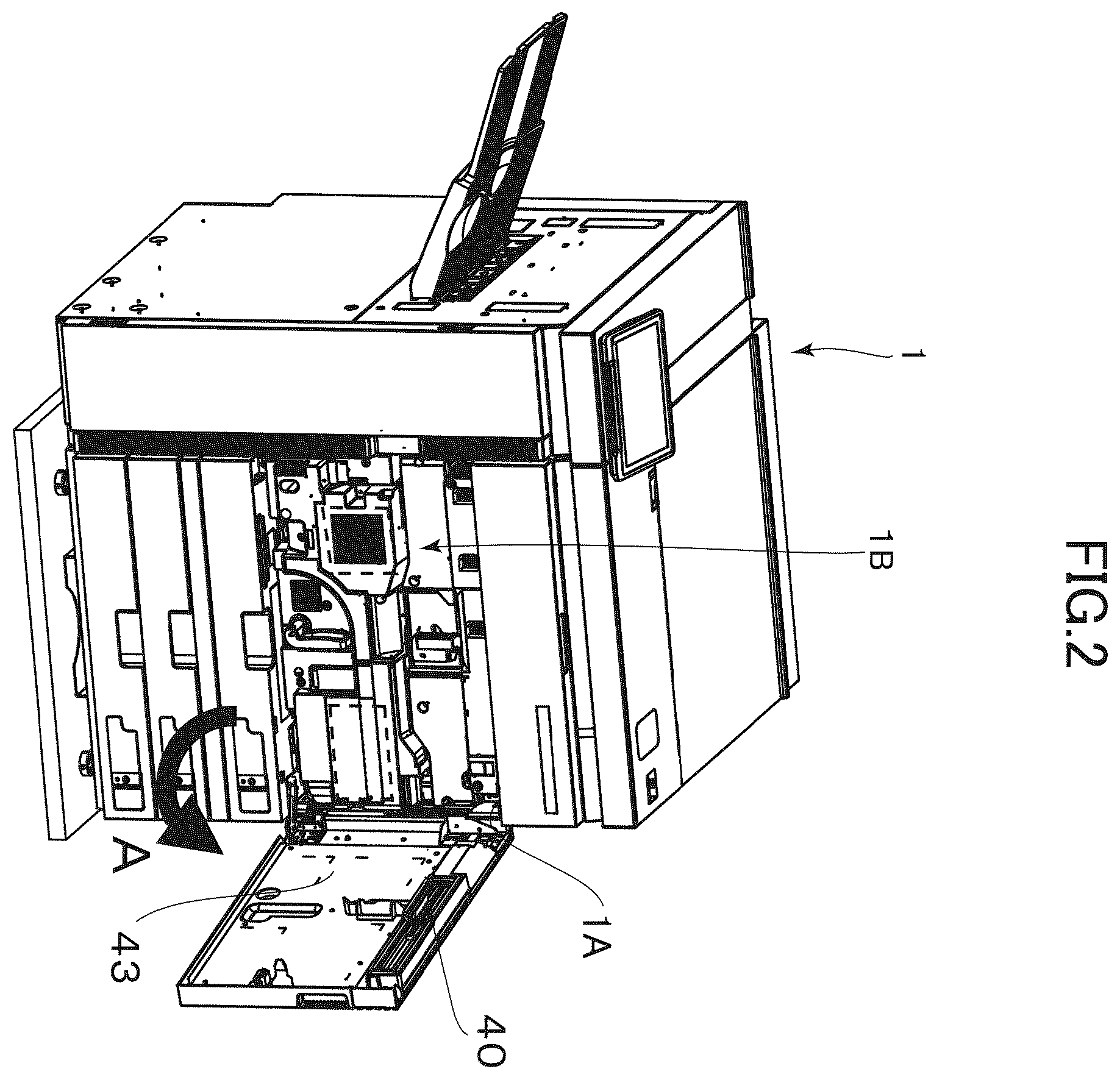 Patent US12504708 Figure 2 – Image forming apparatus with a door provided with conductive portions