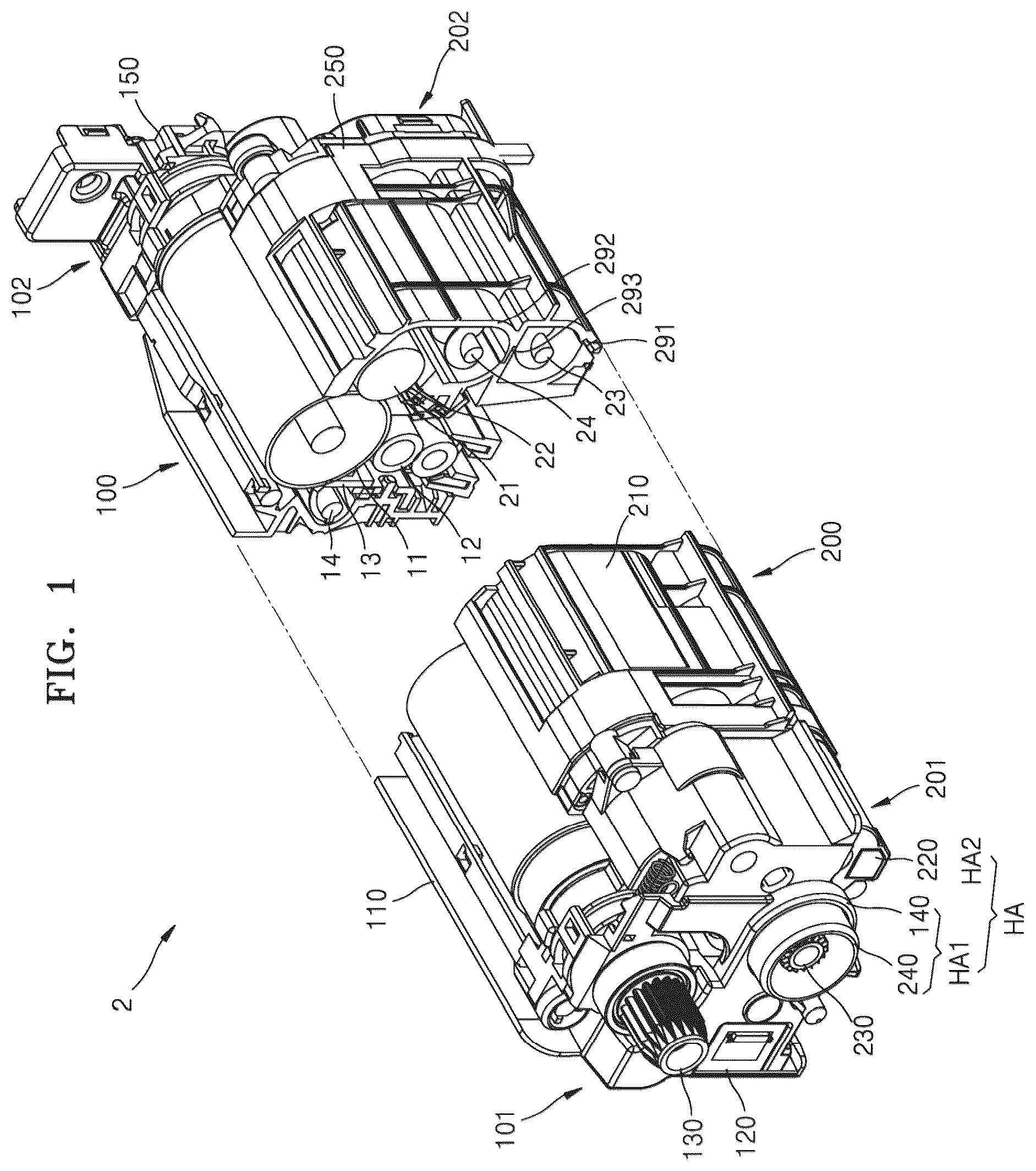 Patent US12504712 — Process cartridge with driving side hinge with hinge spacing — Figure 1