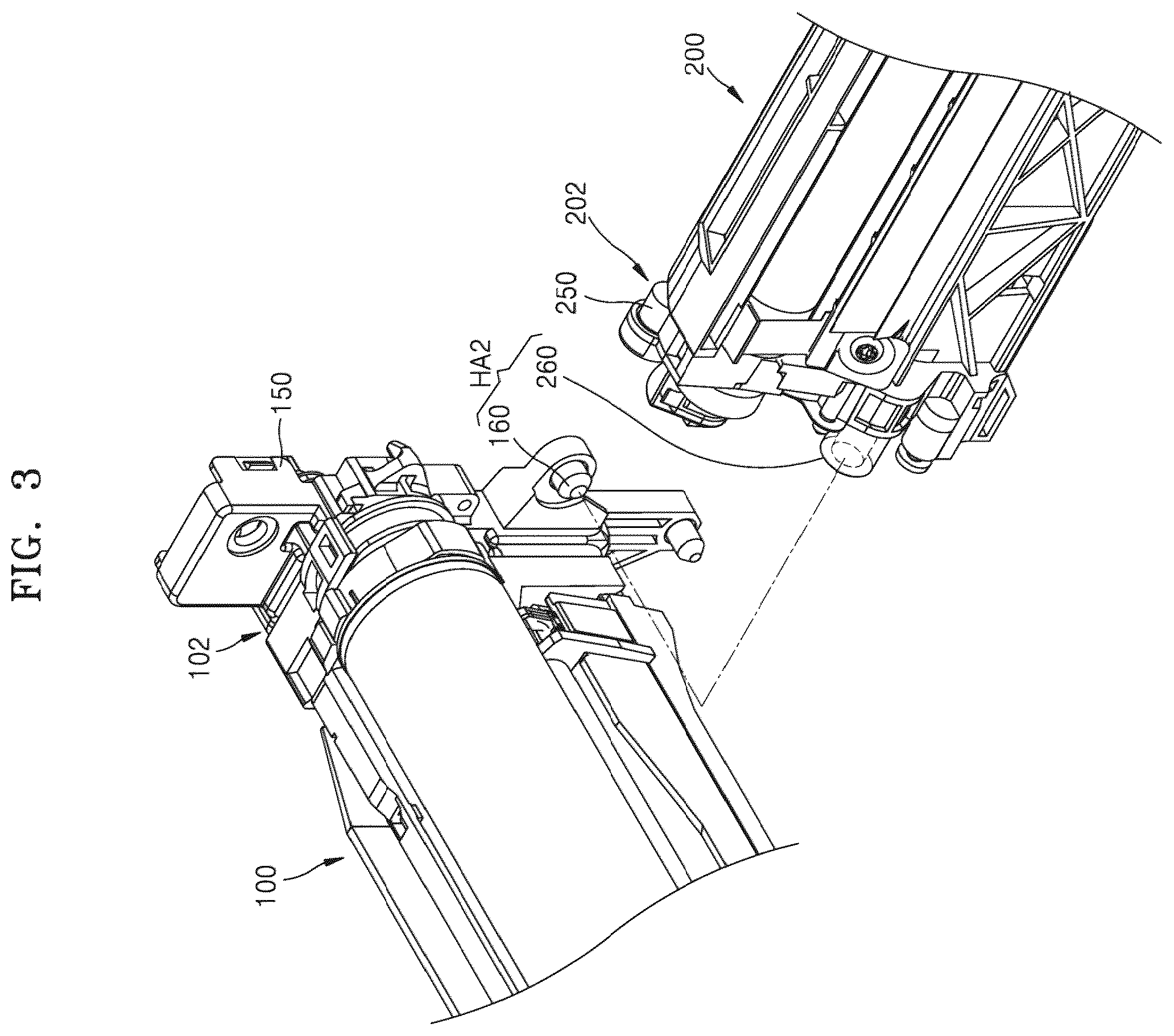 Patent US12504712 Figure 3 – Process cartridge with driving side hinge with hinge spacing
