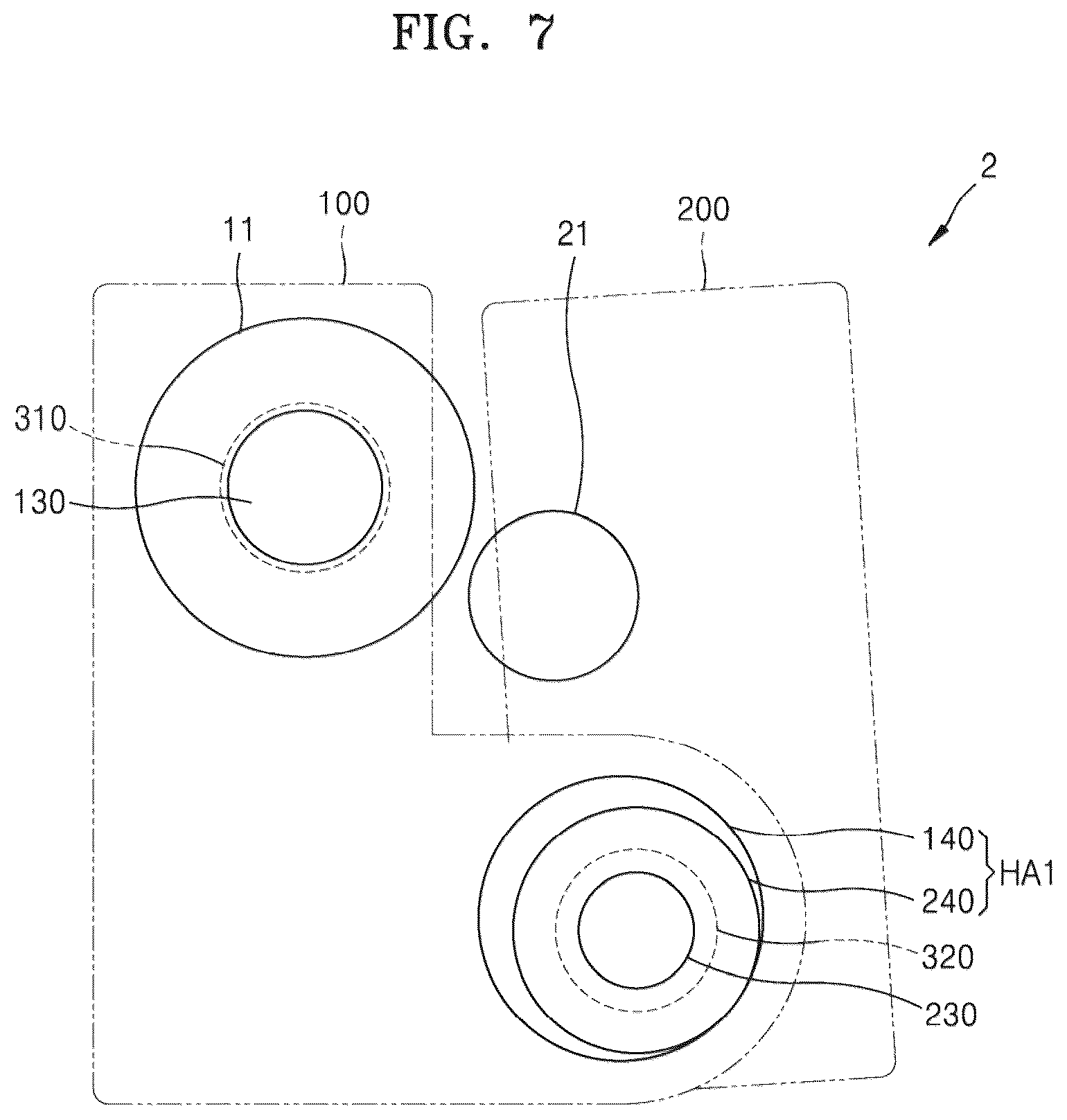 Patent US12504712 Figure 7 – Process cartridge with driving side hinge with hinge spacing