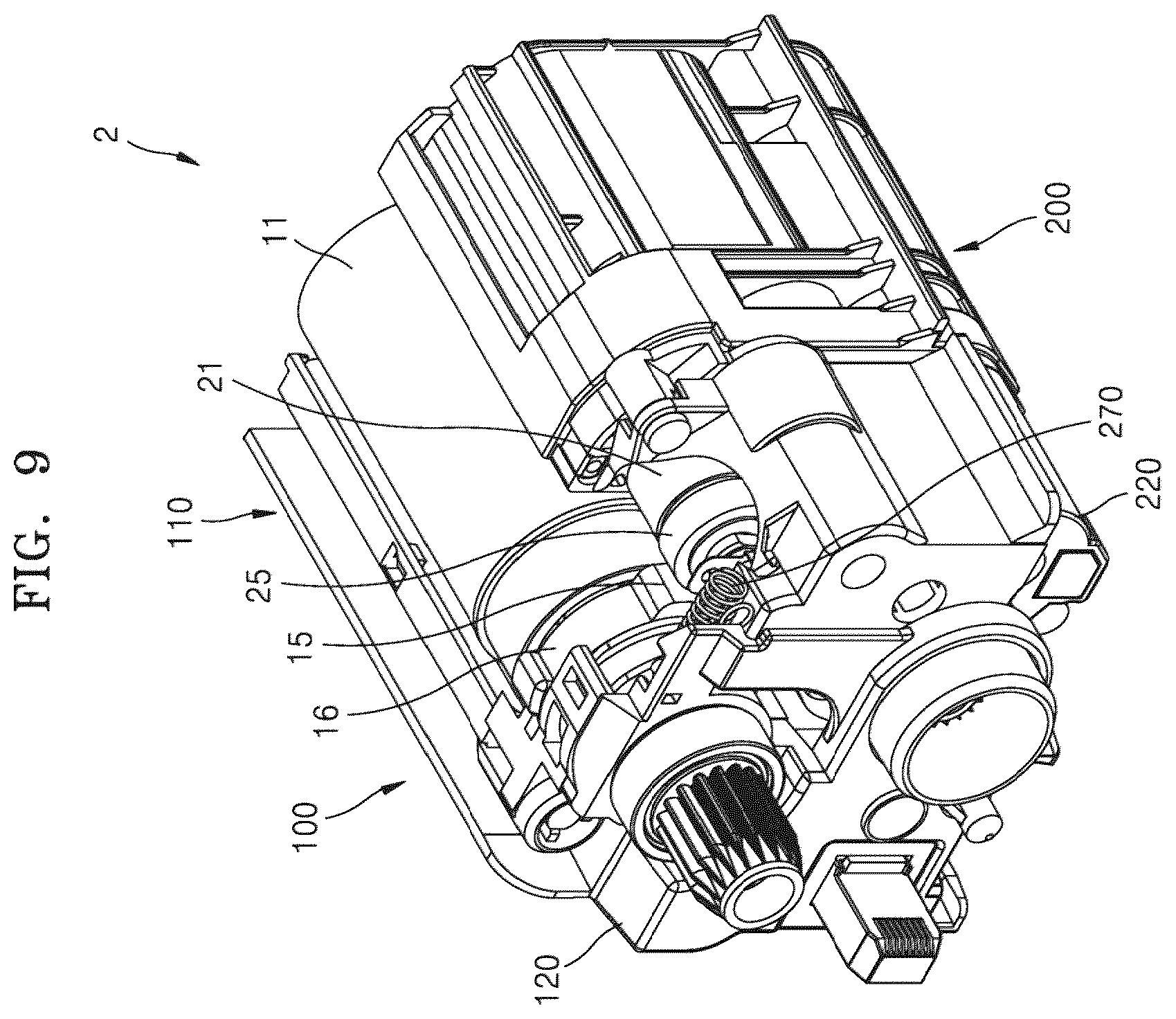 Patent US12504712 Figure 9 – Process cartridge with driving side hinge with hinge spacing