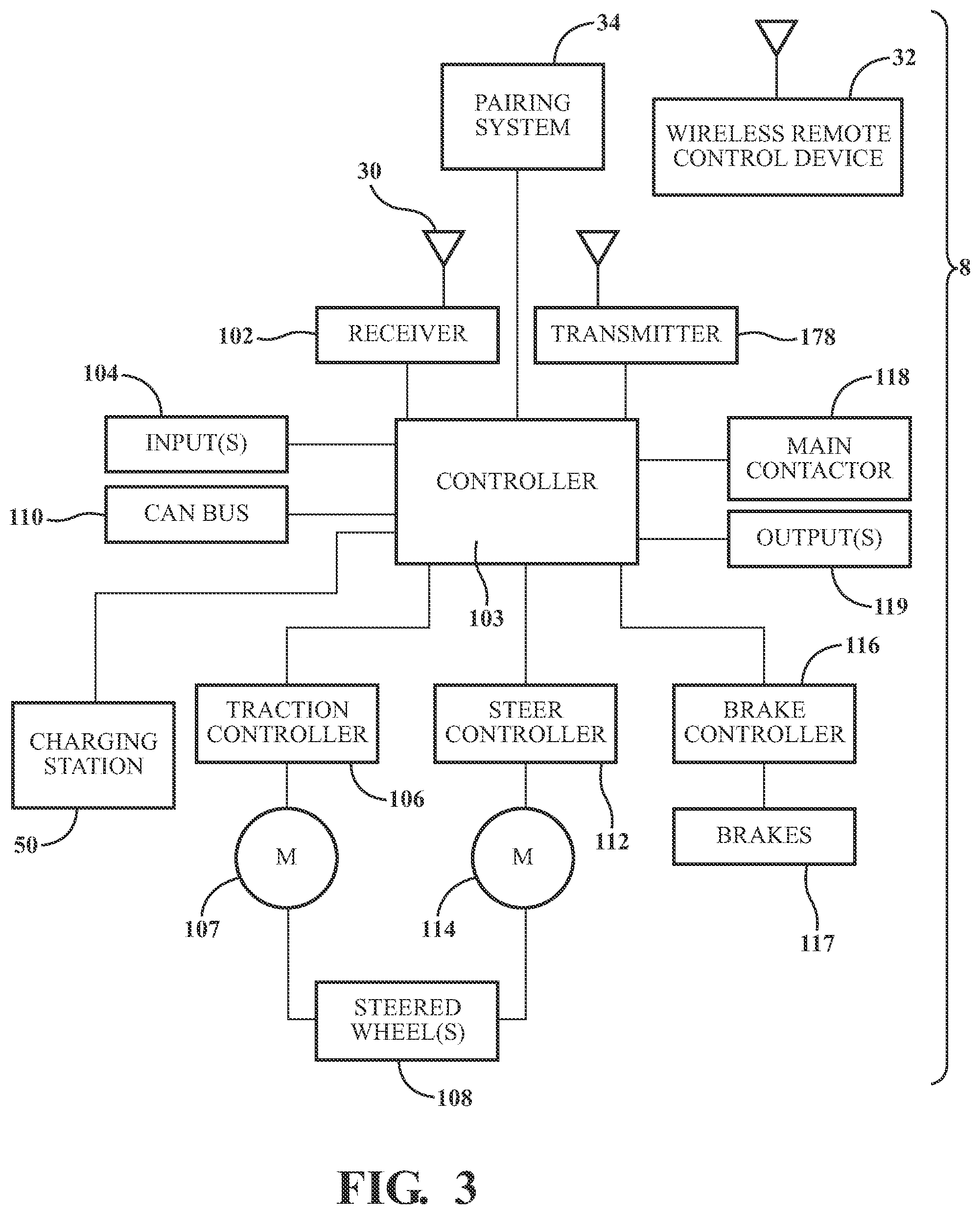 Patent US12504752 Figure 3 – On-board charging station for a remote control device
