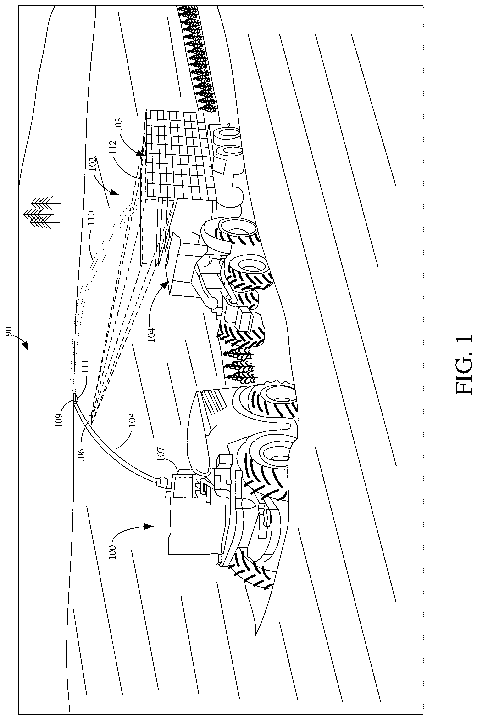 Patent US12504763 Figure 1 – Nudge proximity indication during control of an unloading operation