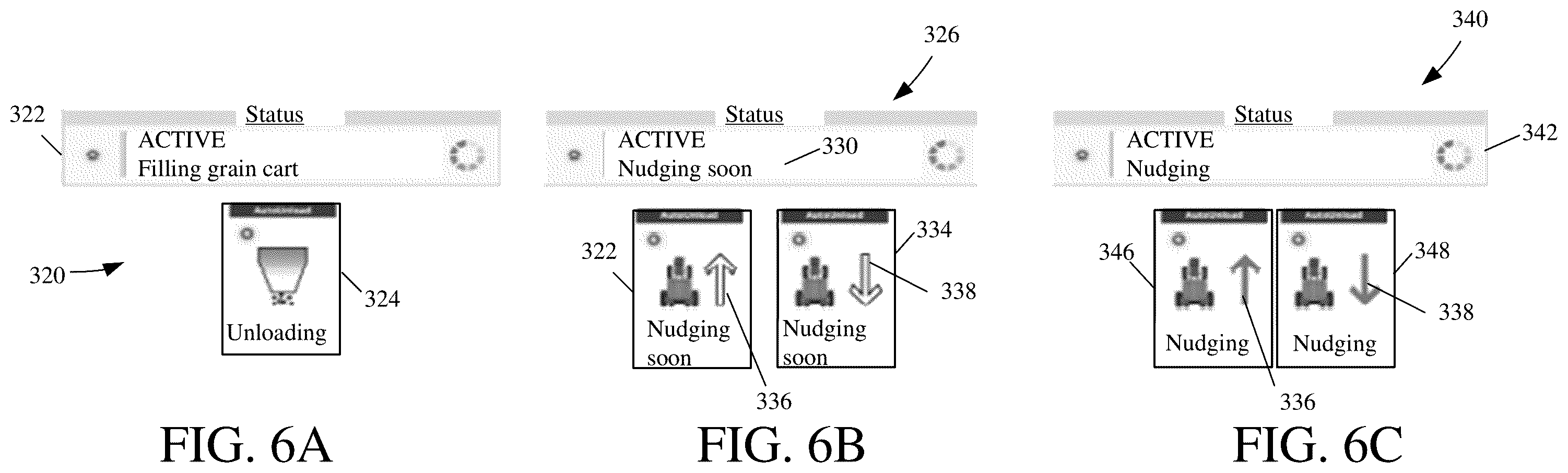 Patent US12504763 Figure 7 – Nudge proximity indication during control of an unloading operation