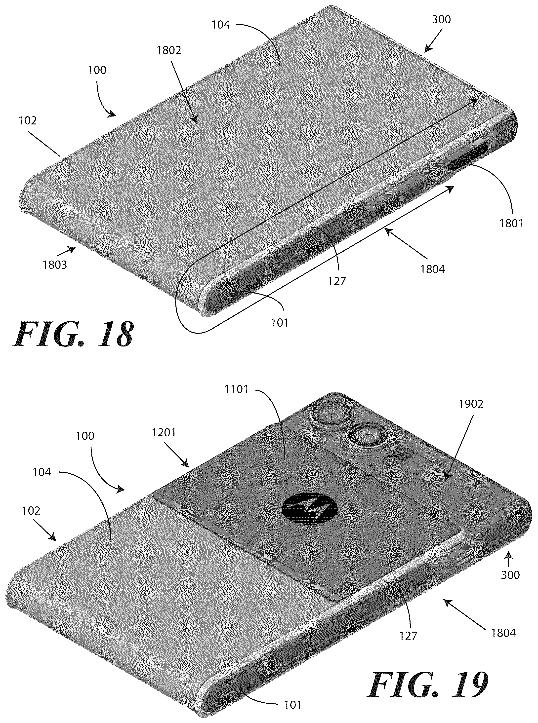 Patent US12504787 Figure 14 – Electronic devices with translating flexible display and corresponding methods