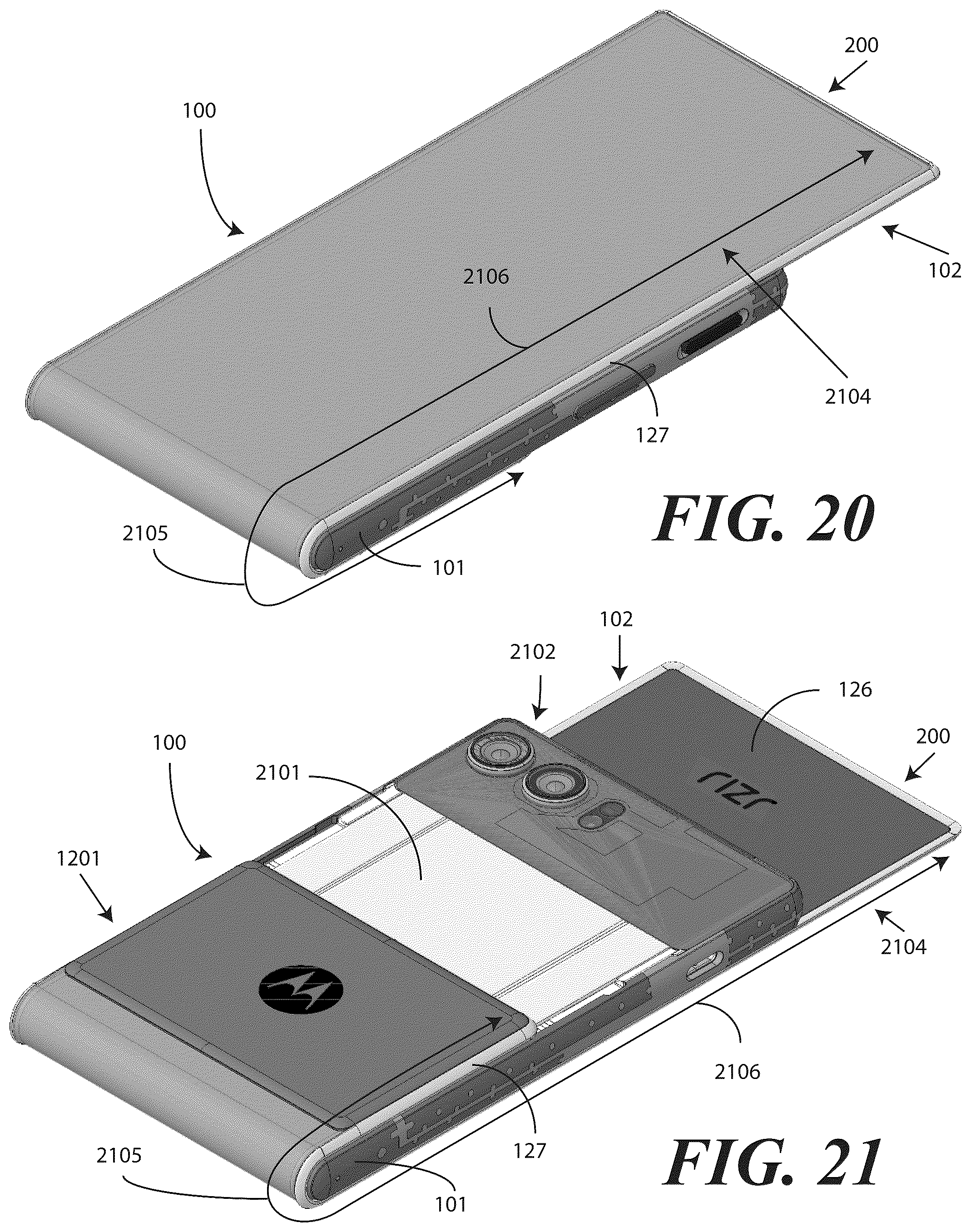 Patent US12504787 Figure 15 – Electronic devices with translating flexible display and corresponding methods
