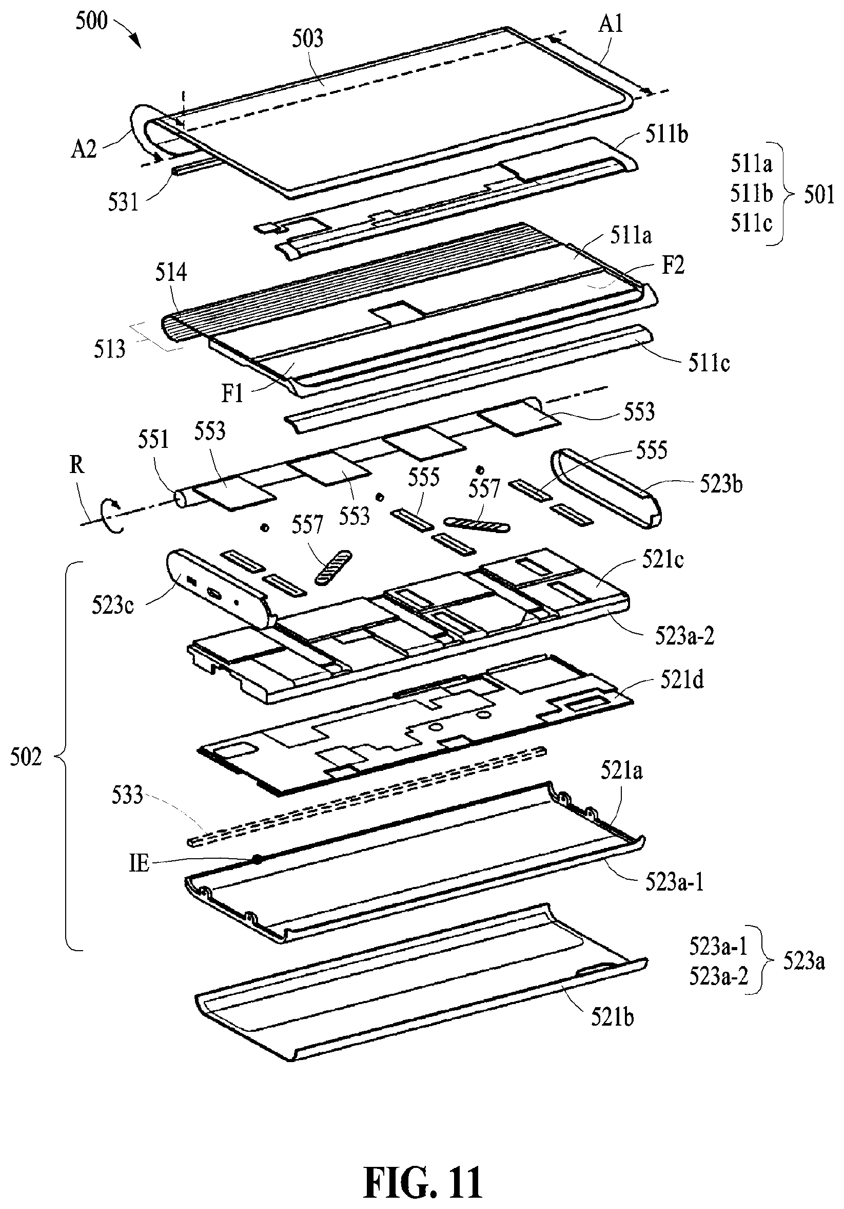 Patent US12504788 Figure 13 – Electronic devices including polymer layer having pattern formed thereon