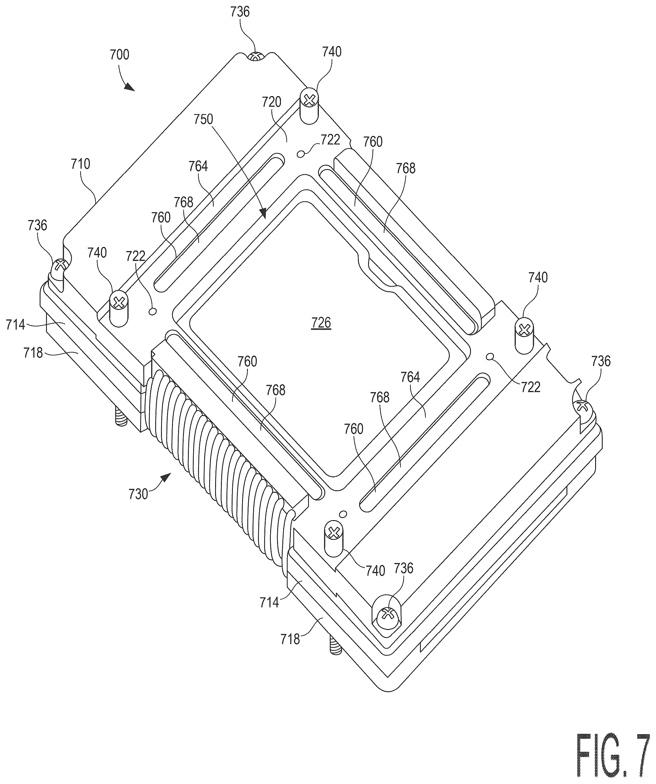 Patent US12504799 Figure 7 – Flexible and modular top and bottom side processor unit module cooling