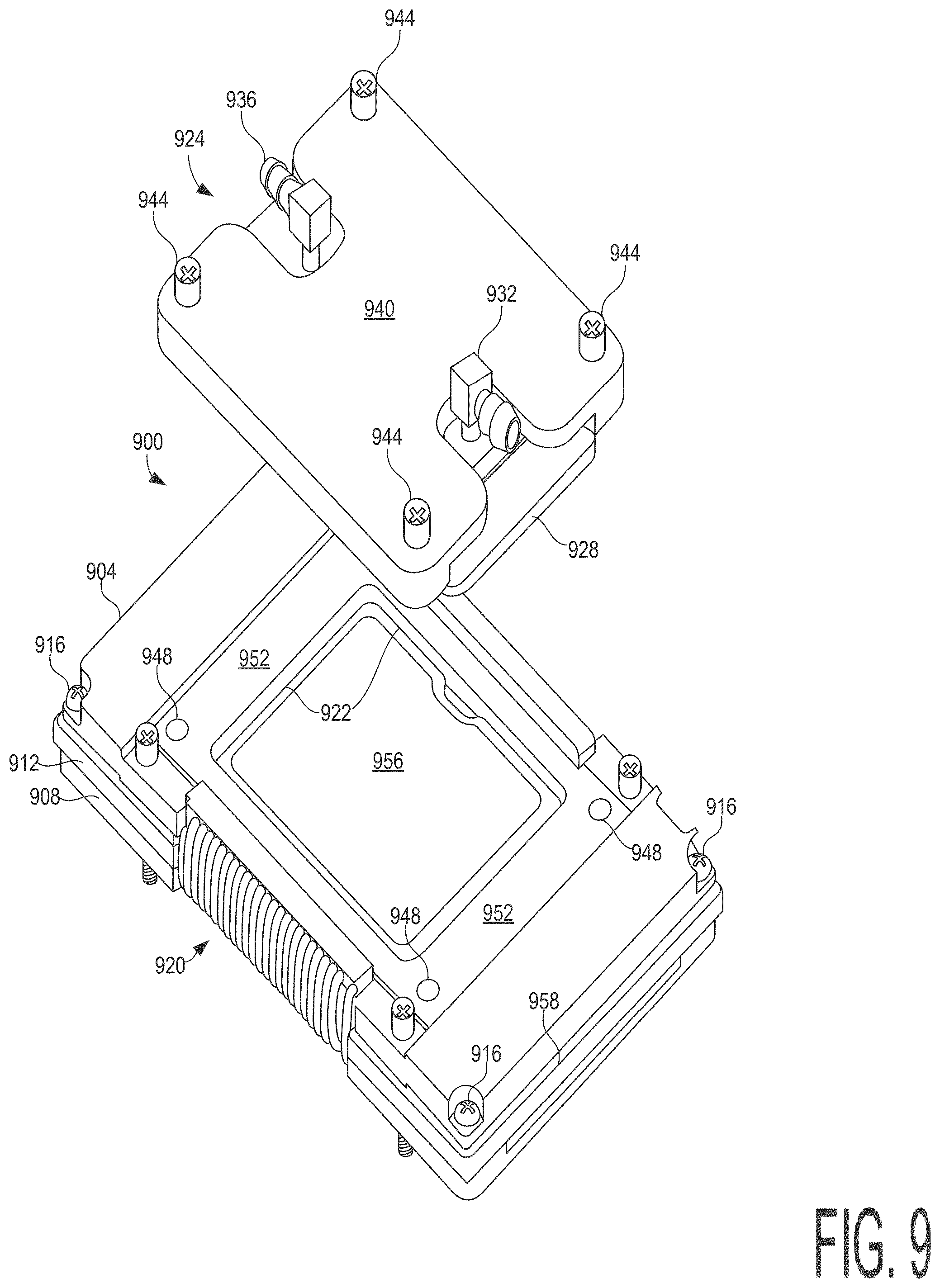 Patent US12504799 Figure 9 – Flexible and modular top and bottom side processor unit module cooling