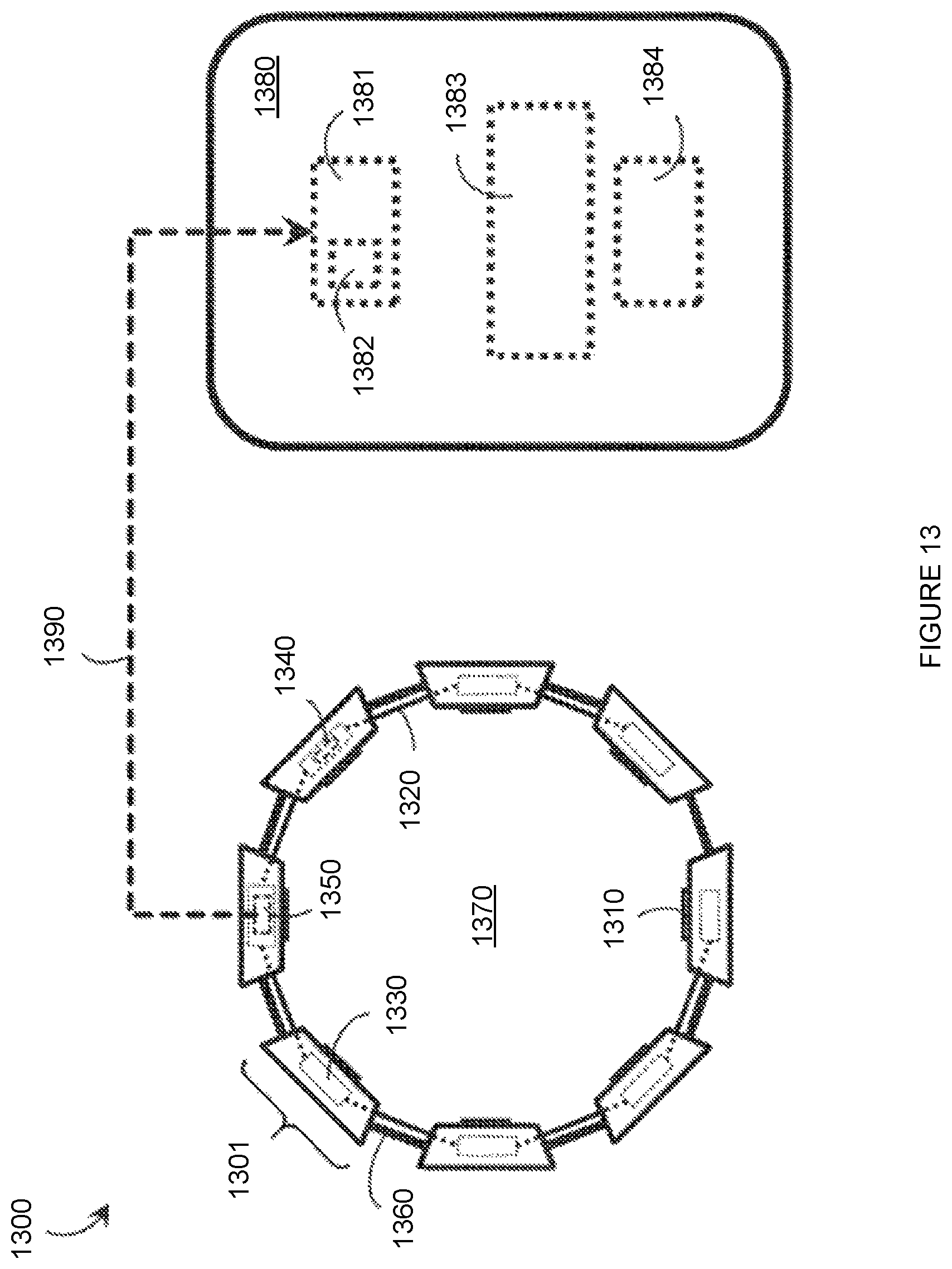 Patent US12504816 Figure 13 – Wearable devices and associated band structures for sensing neuromuscular signals using sensor pairs in respective pods with communicative pathways to a common processor