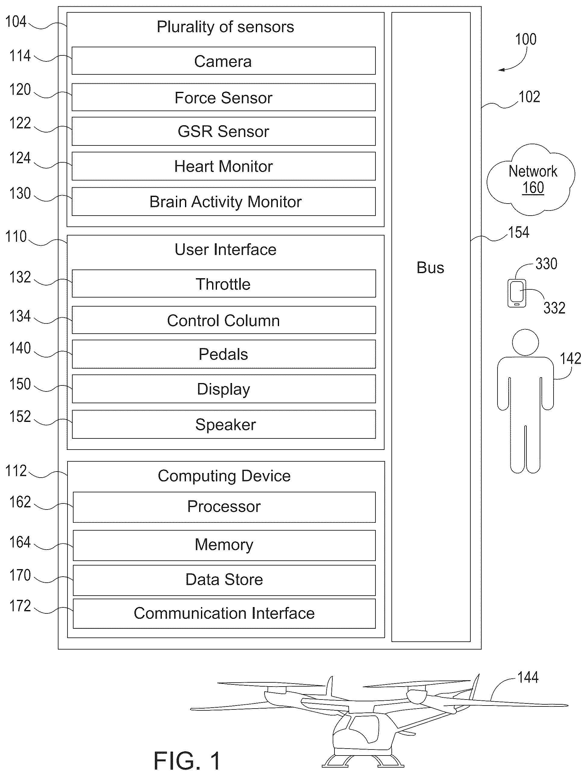 Patent US12504820 Figure 1 – Vehicle operator workload estimation system and method