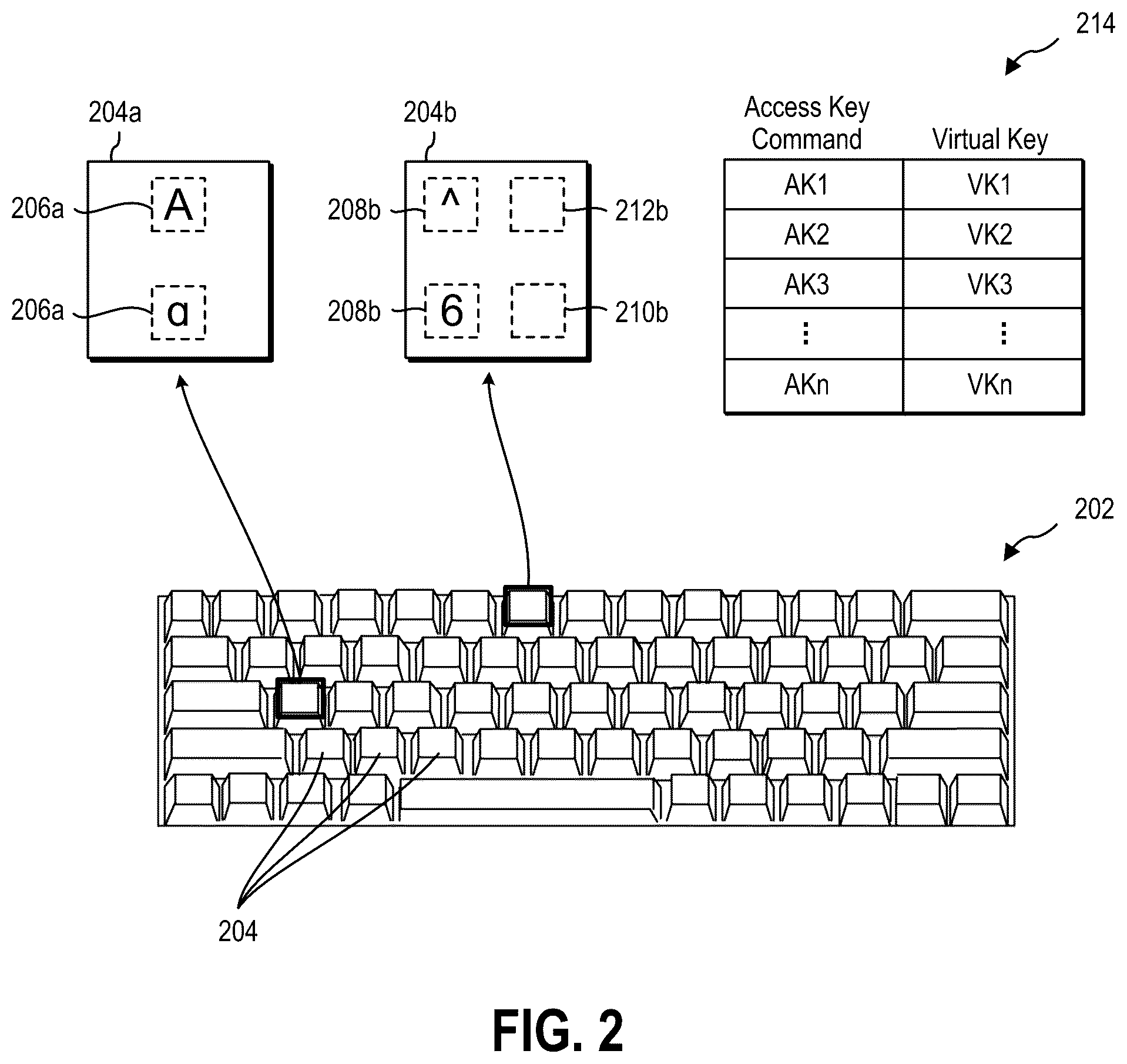 Patent US12504832 Figure 2 – Determining and presenting access keys for a current keyboard layout
