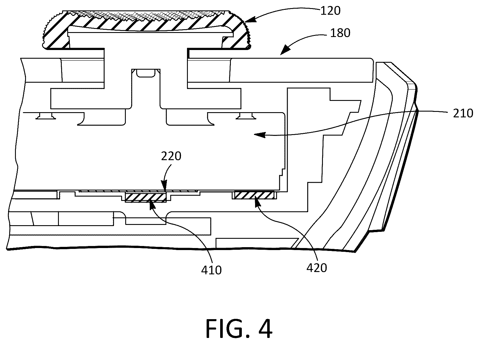 Patent US12504834 Figure 4 – Extended-reality controller for providing different haptic feedback events based on positions and magnitudes of user inputs, and systems, devices, and methods of use thereof