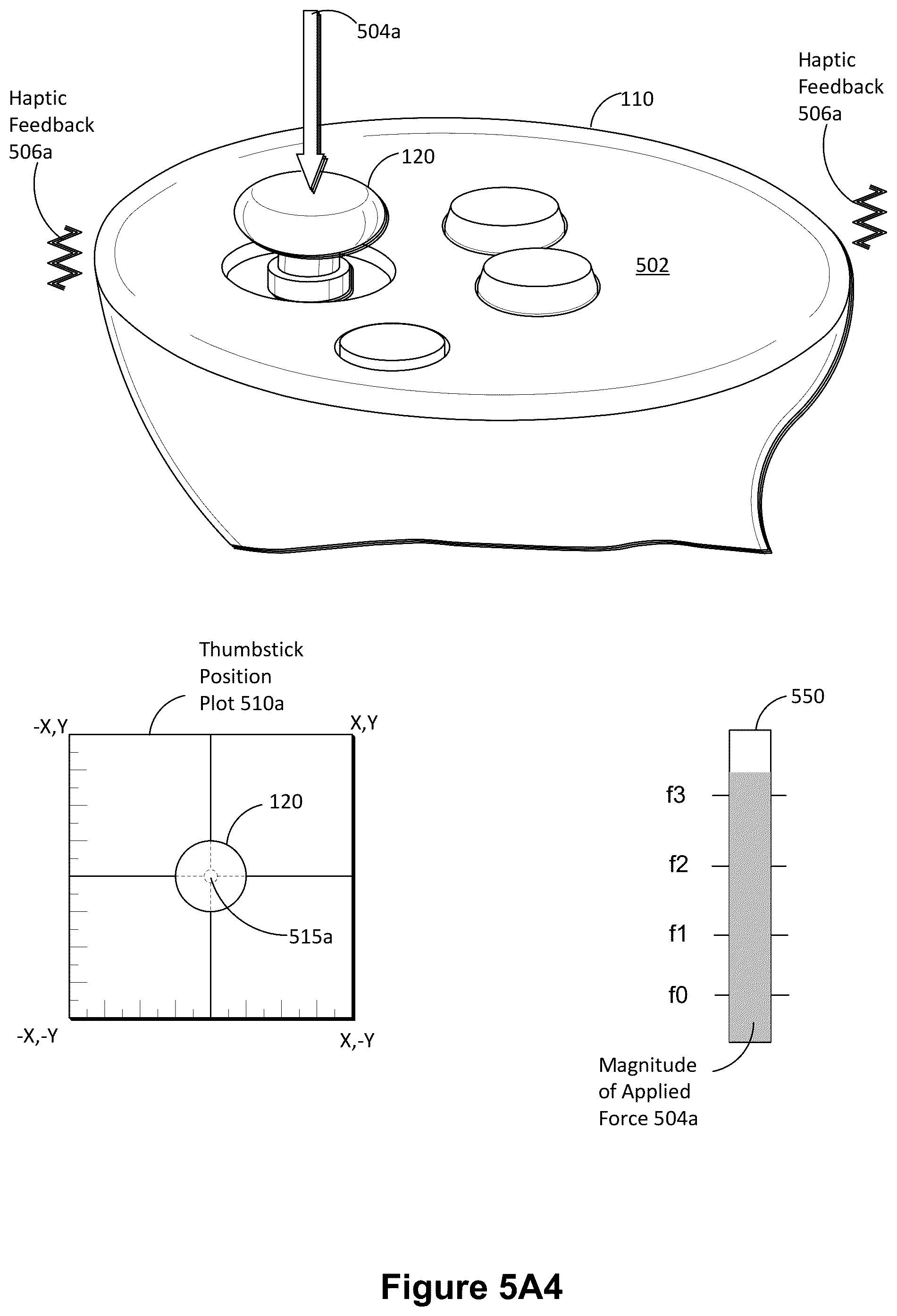 Patent US12504834 Figure 8 – Extended-reality controller for providing different haptic feedback events based on positions and magnitudes of user inputs, and systems, devices, and methods of use thereof