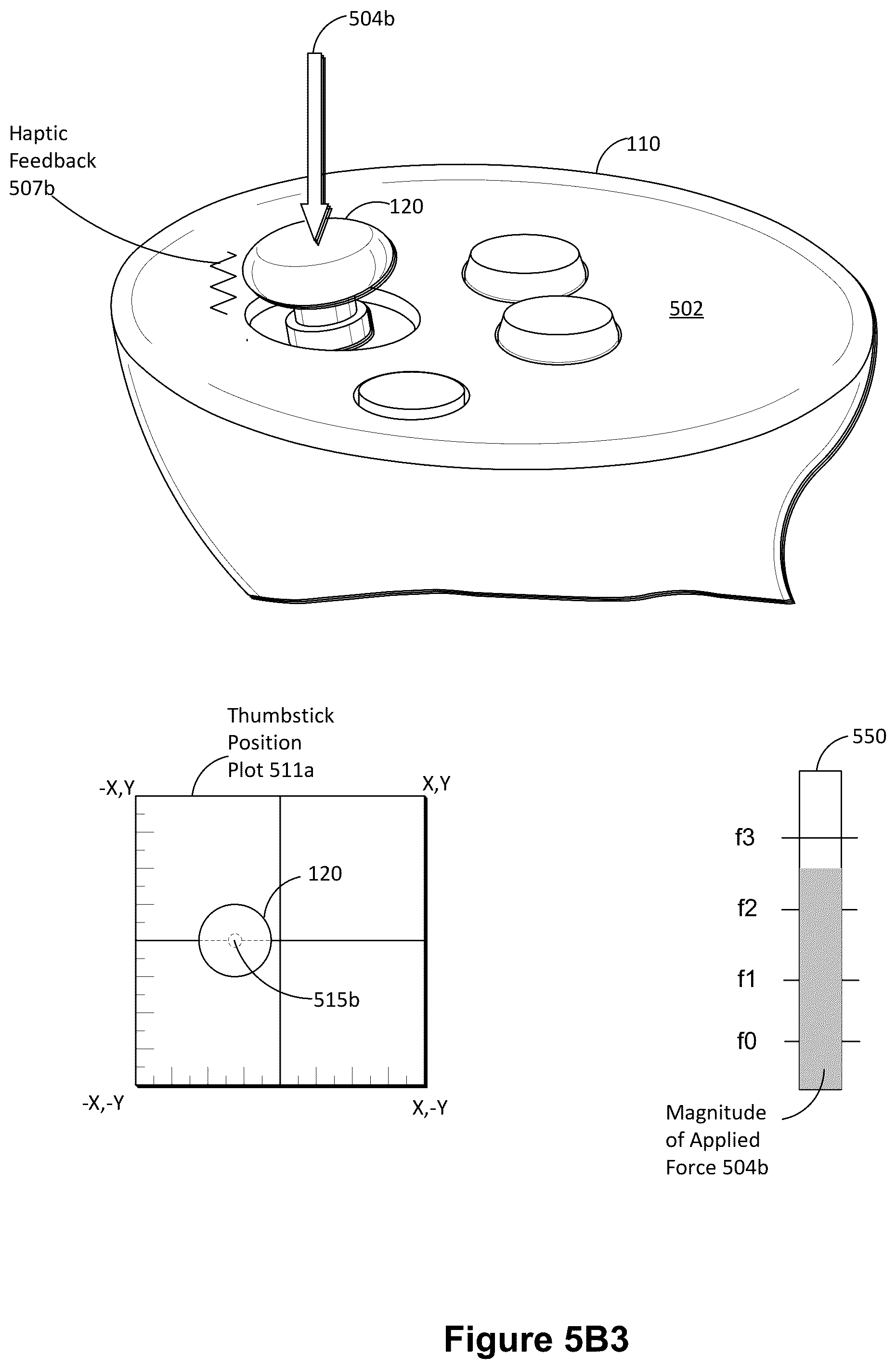 Patent US12504834 Figure 11 – Extended-reality controller for providing different haptic feedback events based on positions and magnitudes of user inputs, and systems, devices, and methods of use thereof