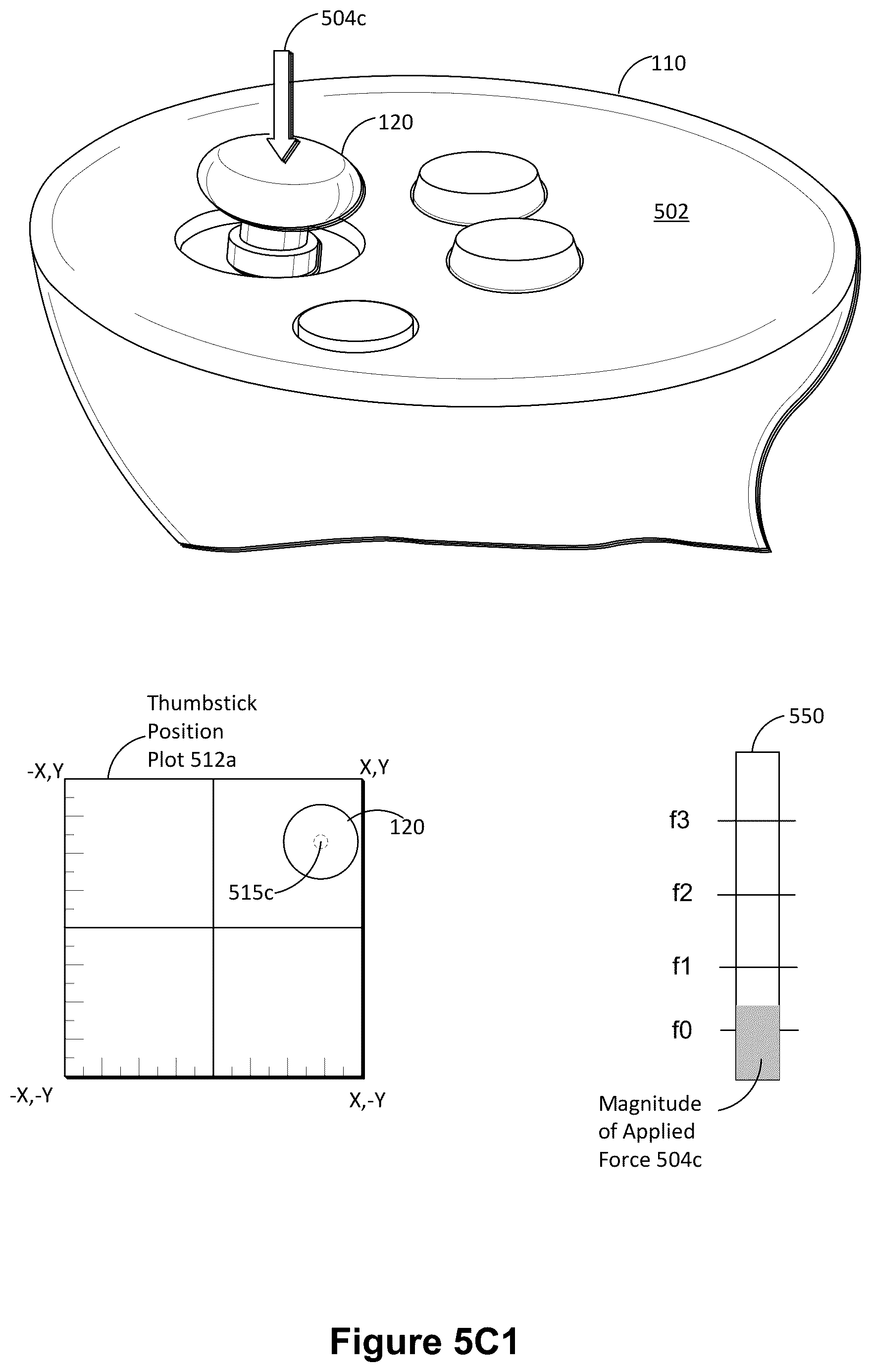 Patent US12504834 Figure 13 – Extended-reality controller for providing different haptic feedback events based on positions and magnitudes of user inputs, and systems, devices, and methods of use thereof