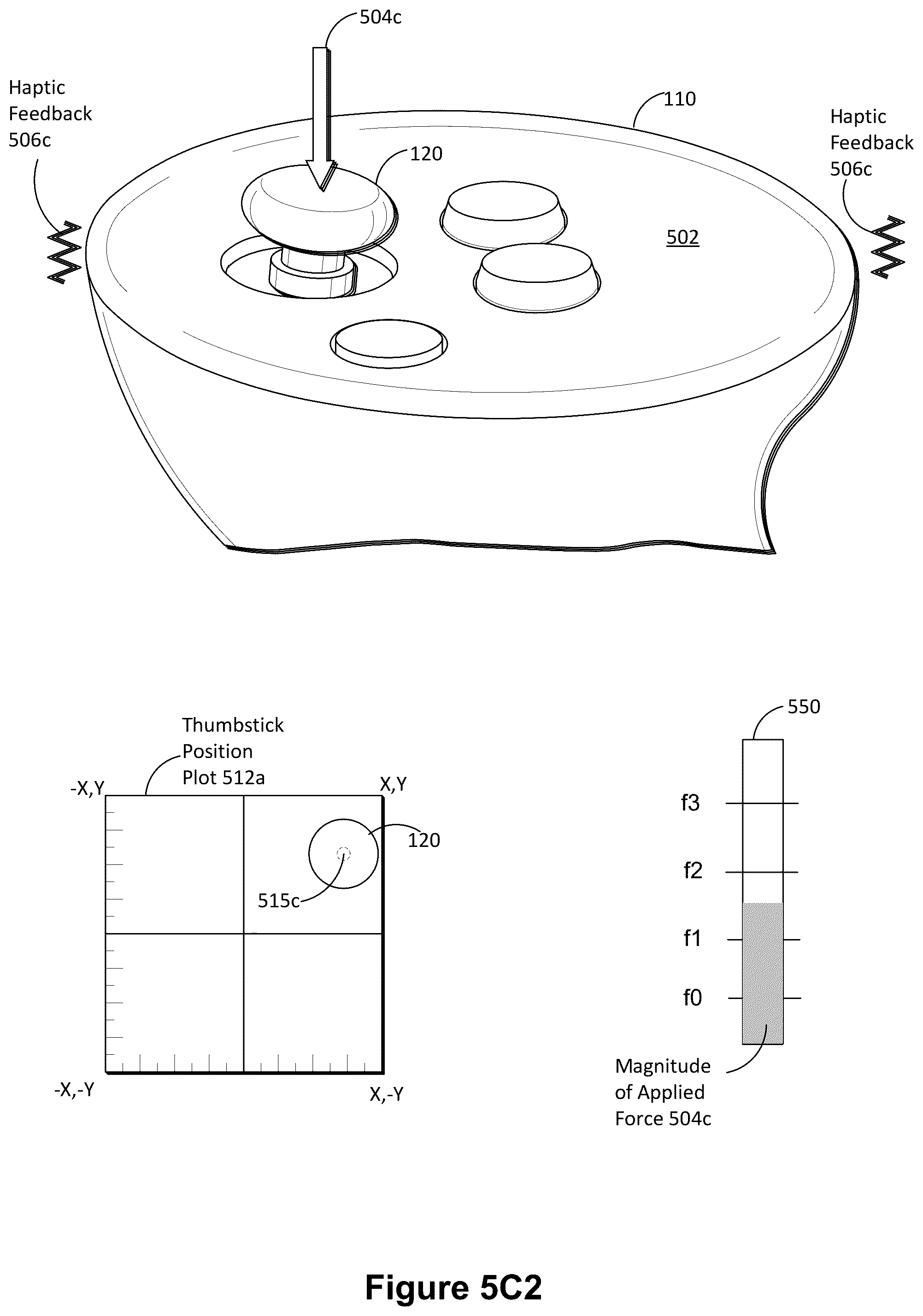 Patent US12504834 Figure 14 – Extended-reality controller for providing different haptic feedback events based on positions and magnitudes of user inputs, and systems, devices, and methods of use thereof