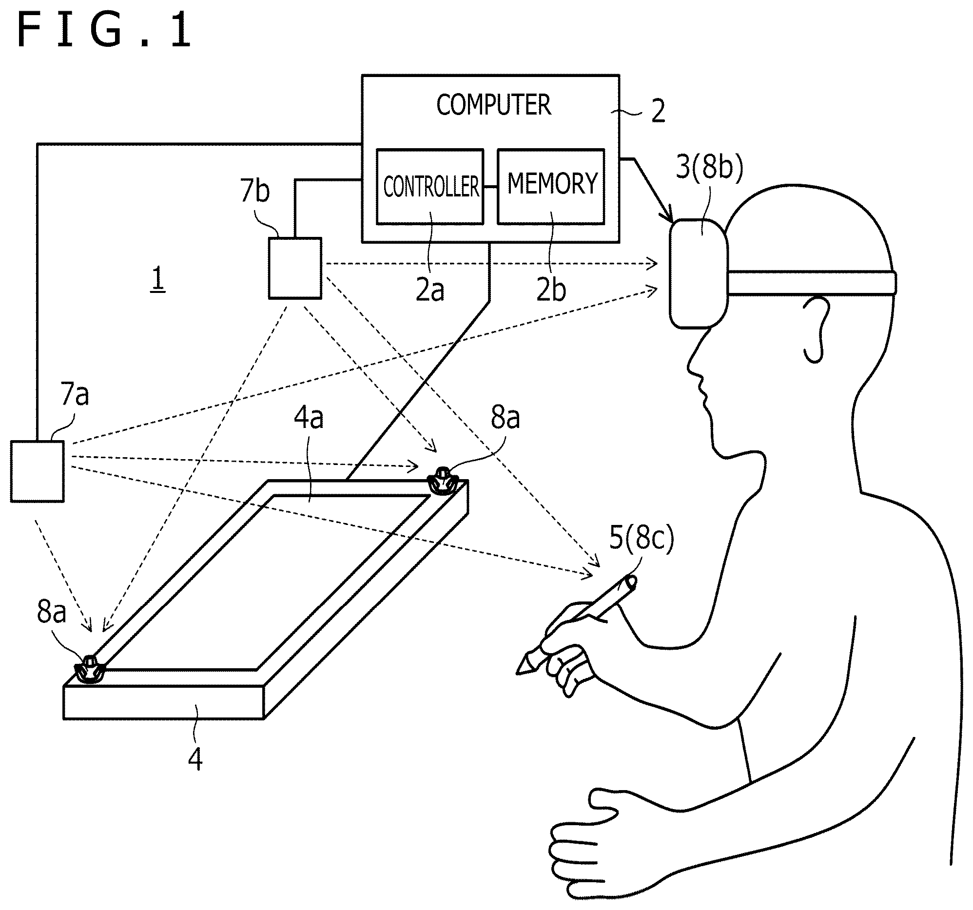 Patent US12504836 Figure 1 – Position indicating device and spatial position indicating system