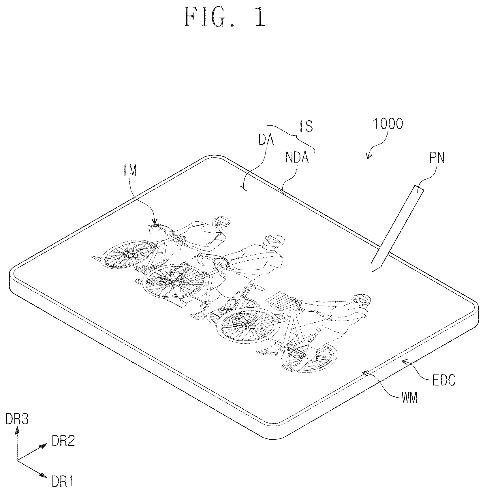 Patent US12504844 Figure 1 – Electronic device comprising display layer and sensor layer