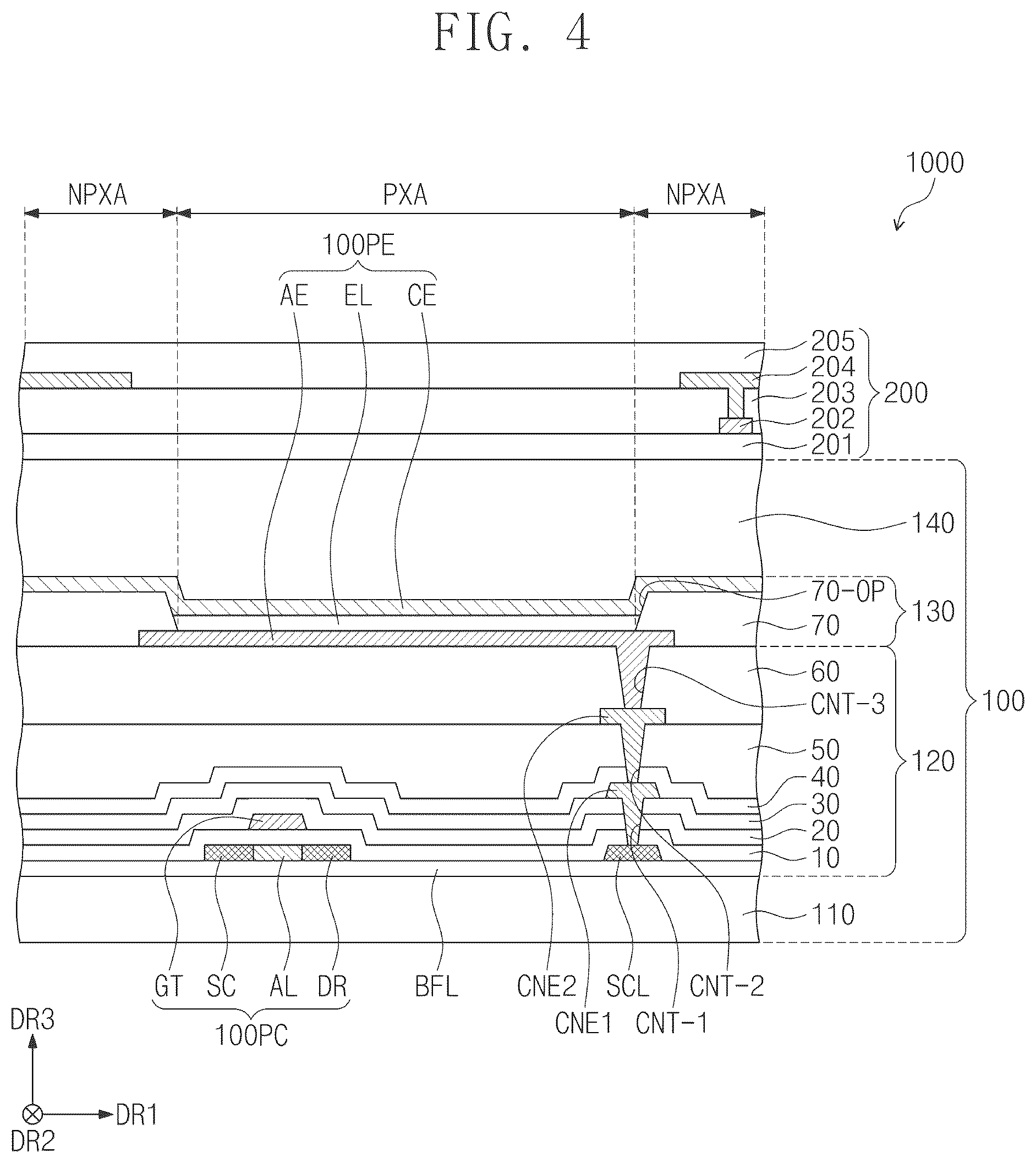 Patent US12504844 Figure 4 – Electronic device comprising display layer and sensor layer